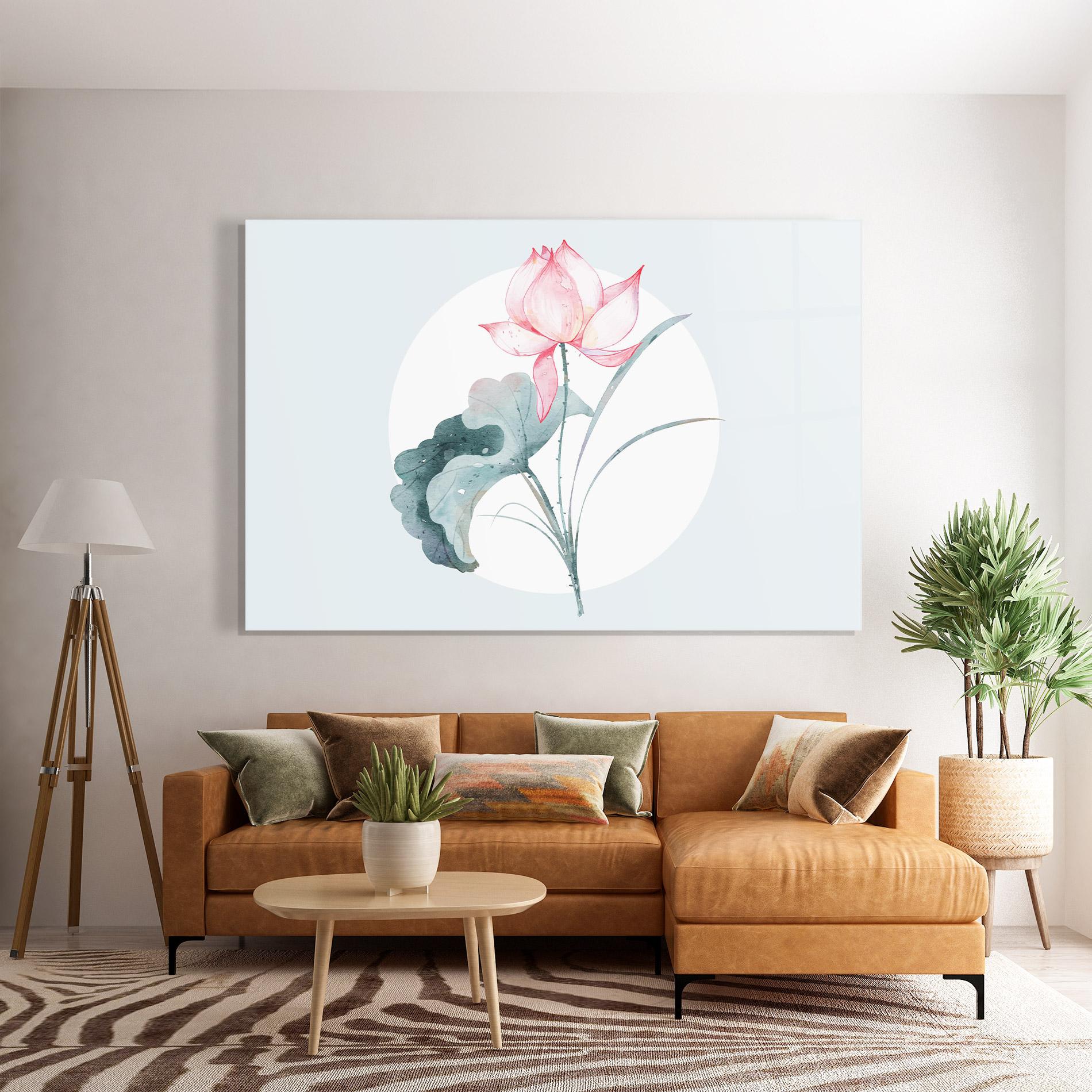 Tablou Sticla Blue Pastel Flower mockup 7