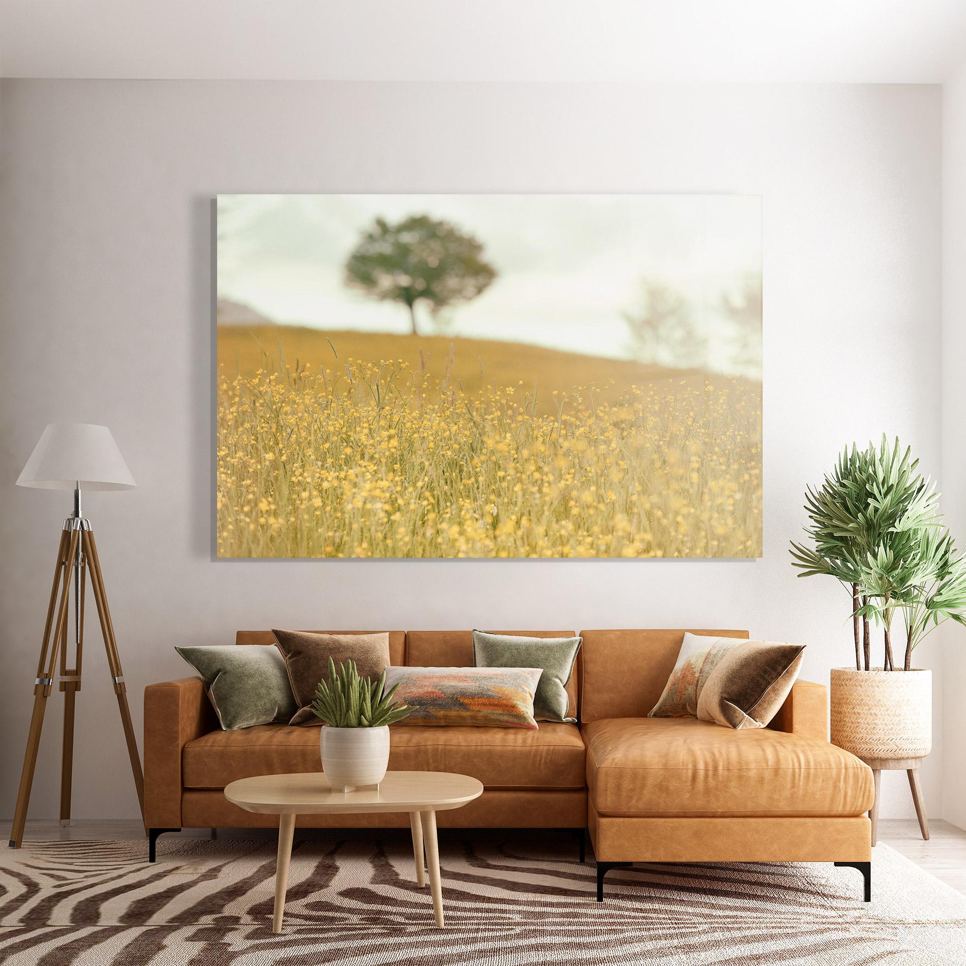 Tablou Sticla Cream Field Nature mockup 7