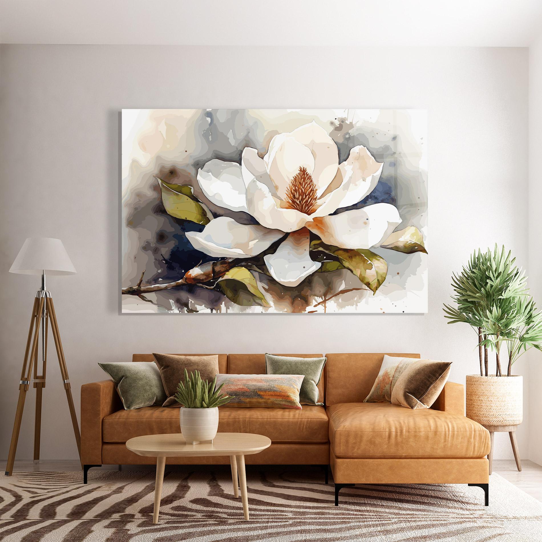 Tablou Sticla Cream Nature Flower mockup 7