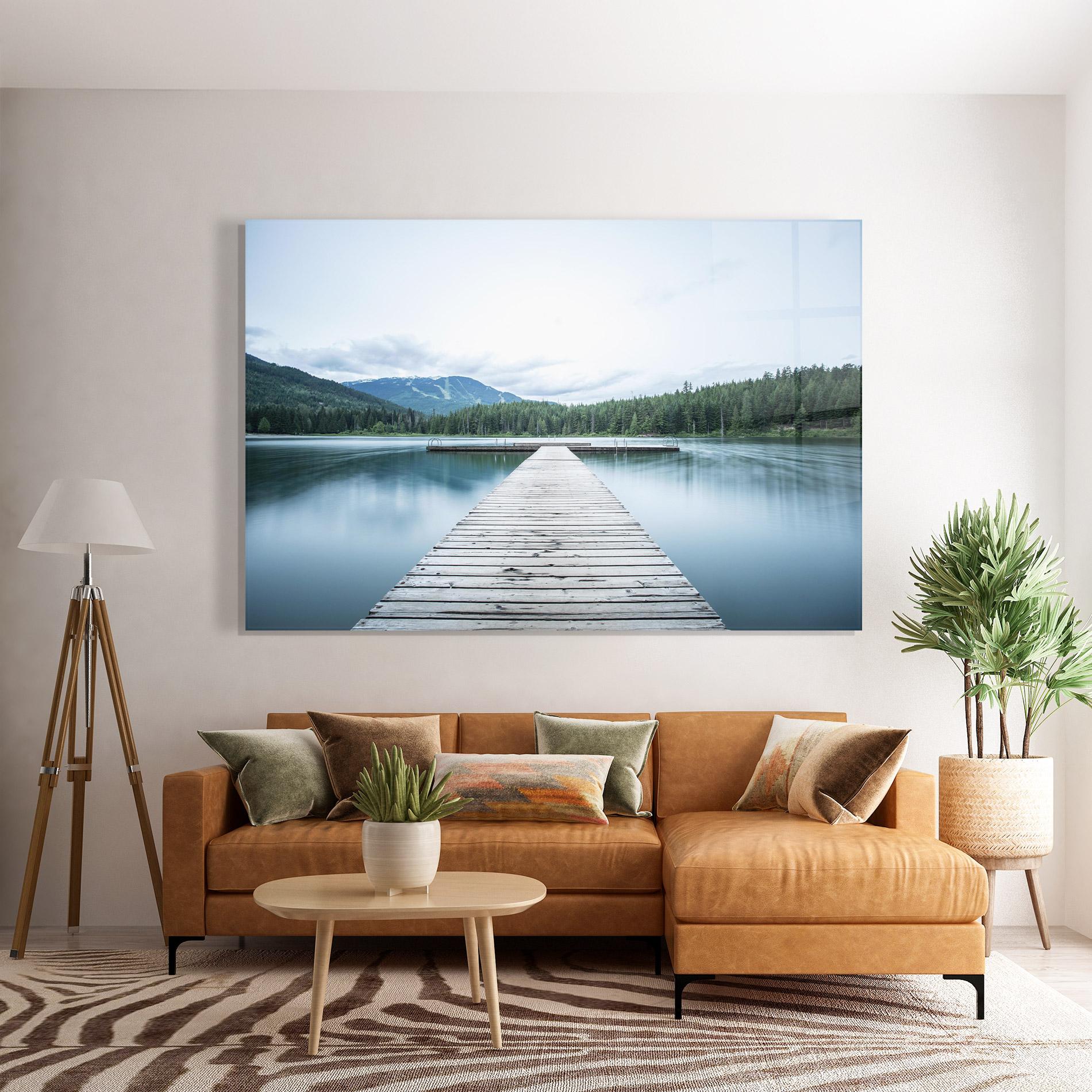 Tablou Sticla Lake Bridge View mockup 7