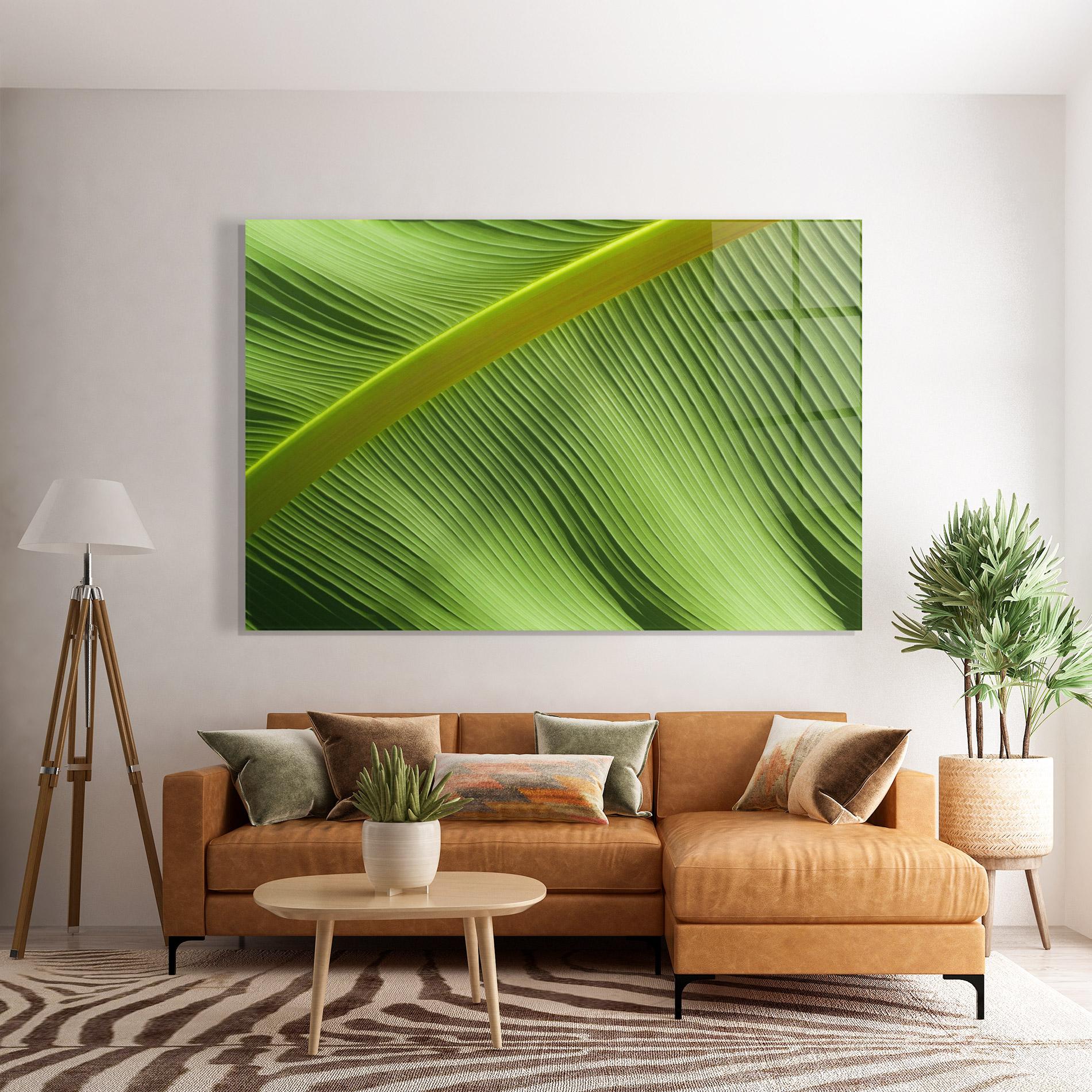 Tablou Sticla Leaf Green Close Up mockup 7