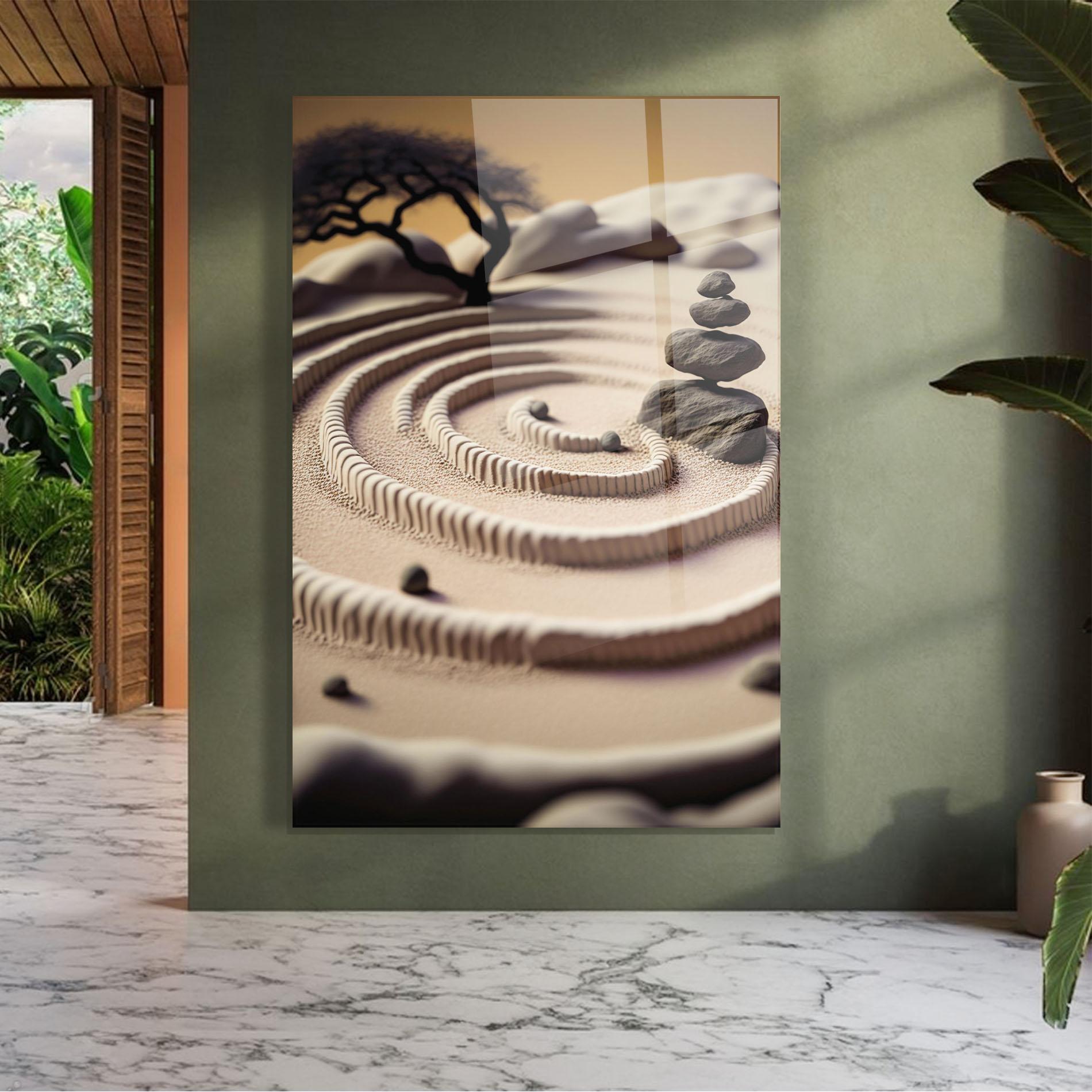 Tablou Sticla Japanese Zen Garden mockup 7