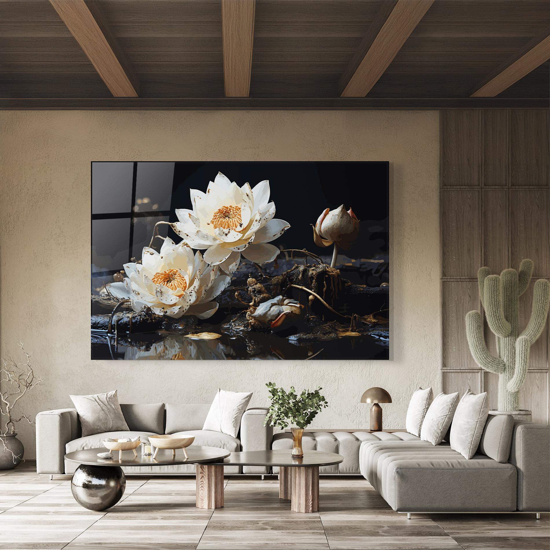 Tablou Sticla Beautiful White Nature mockup 8