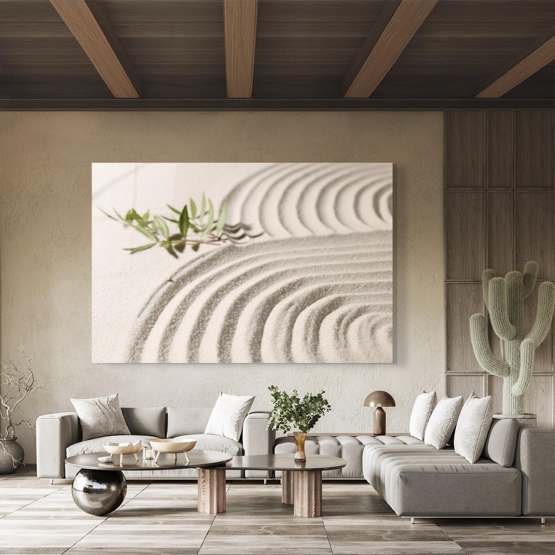 Tablou Sticla Cream Zen Garden mockup 8