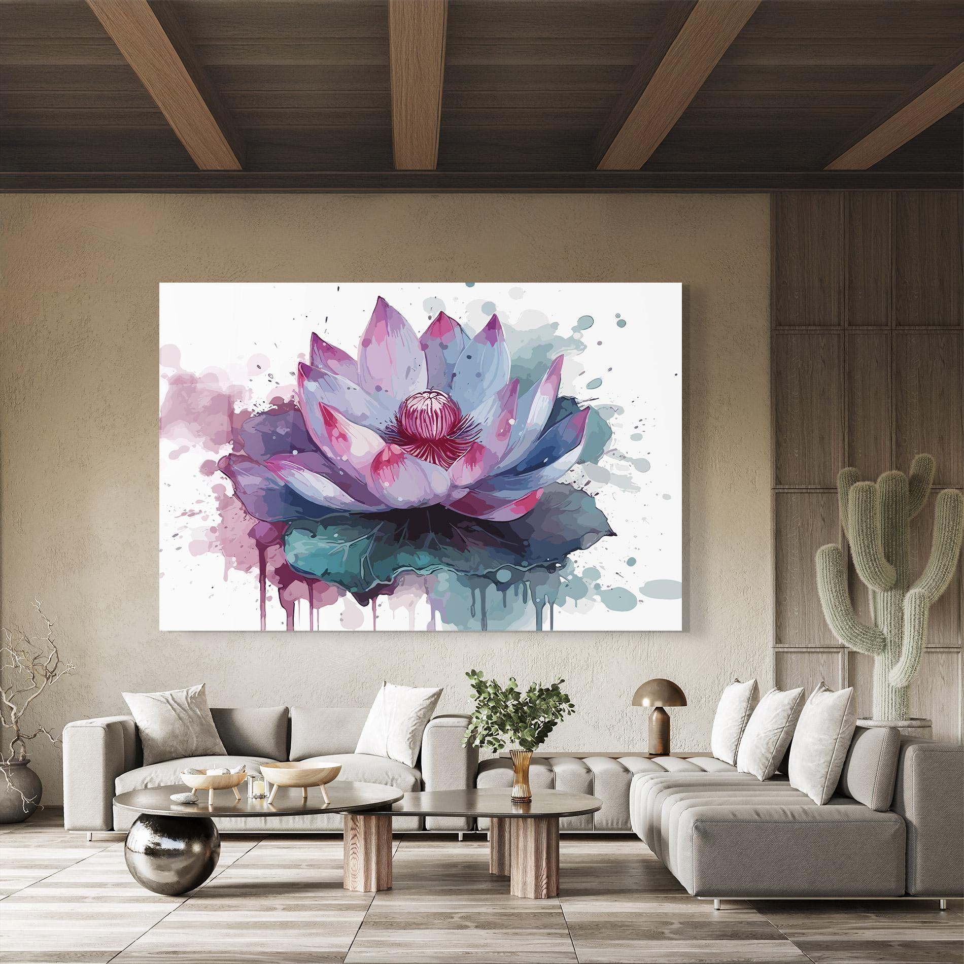 Tablou Sticla Green Purple Lotus mockup 8