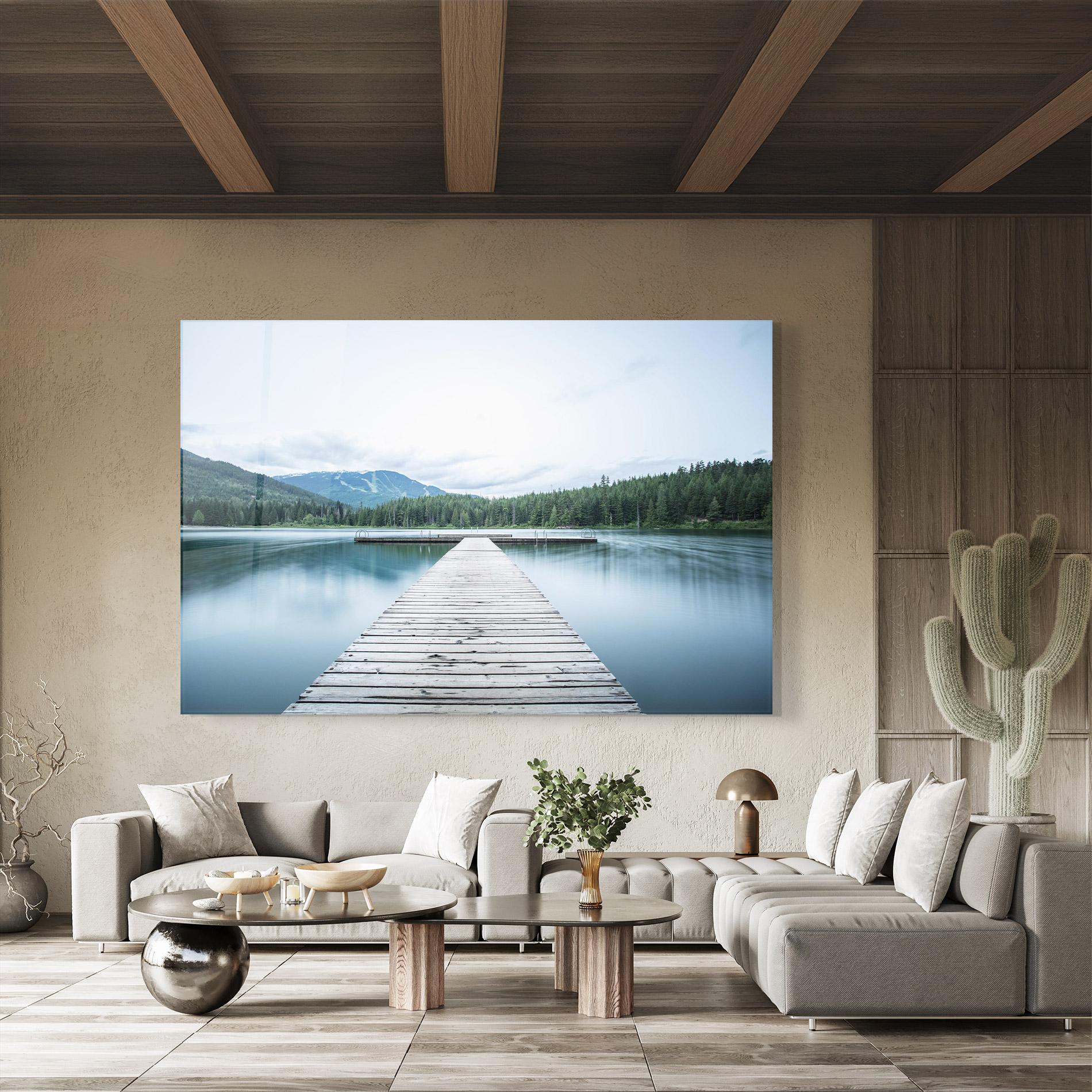 Tablou Sticla Lake Bridge View mockup 8