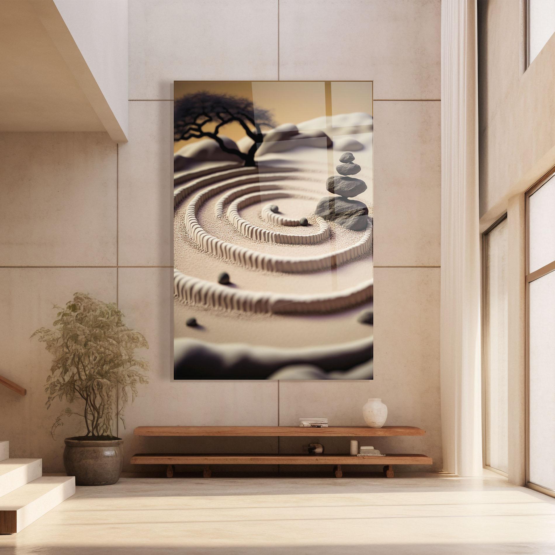 Tablou Sticla Japanese Zen Garden mockup 8