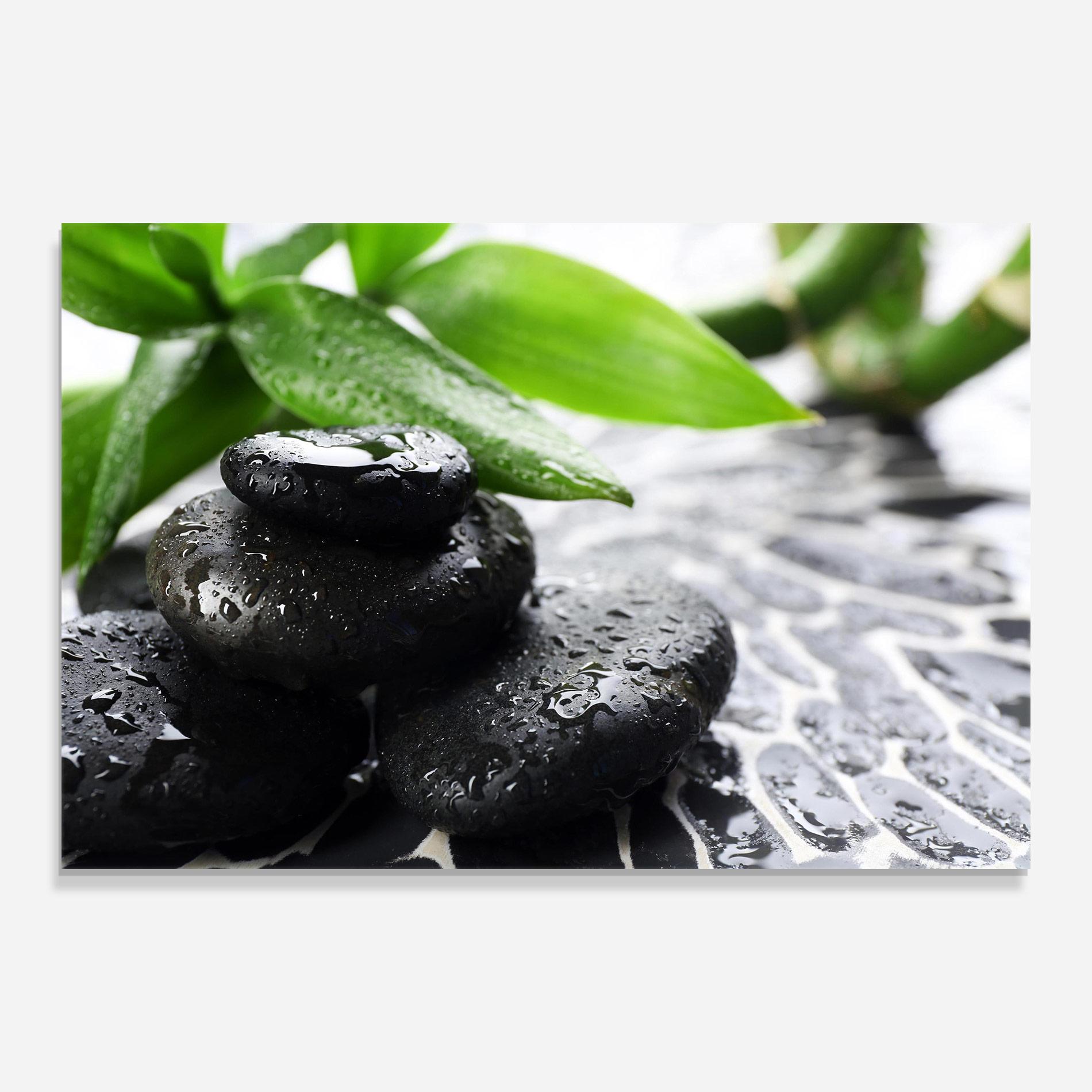 Tablou Sticla Bamboo Branch Stones mockup 0