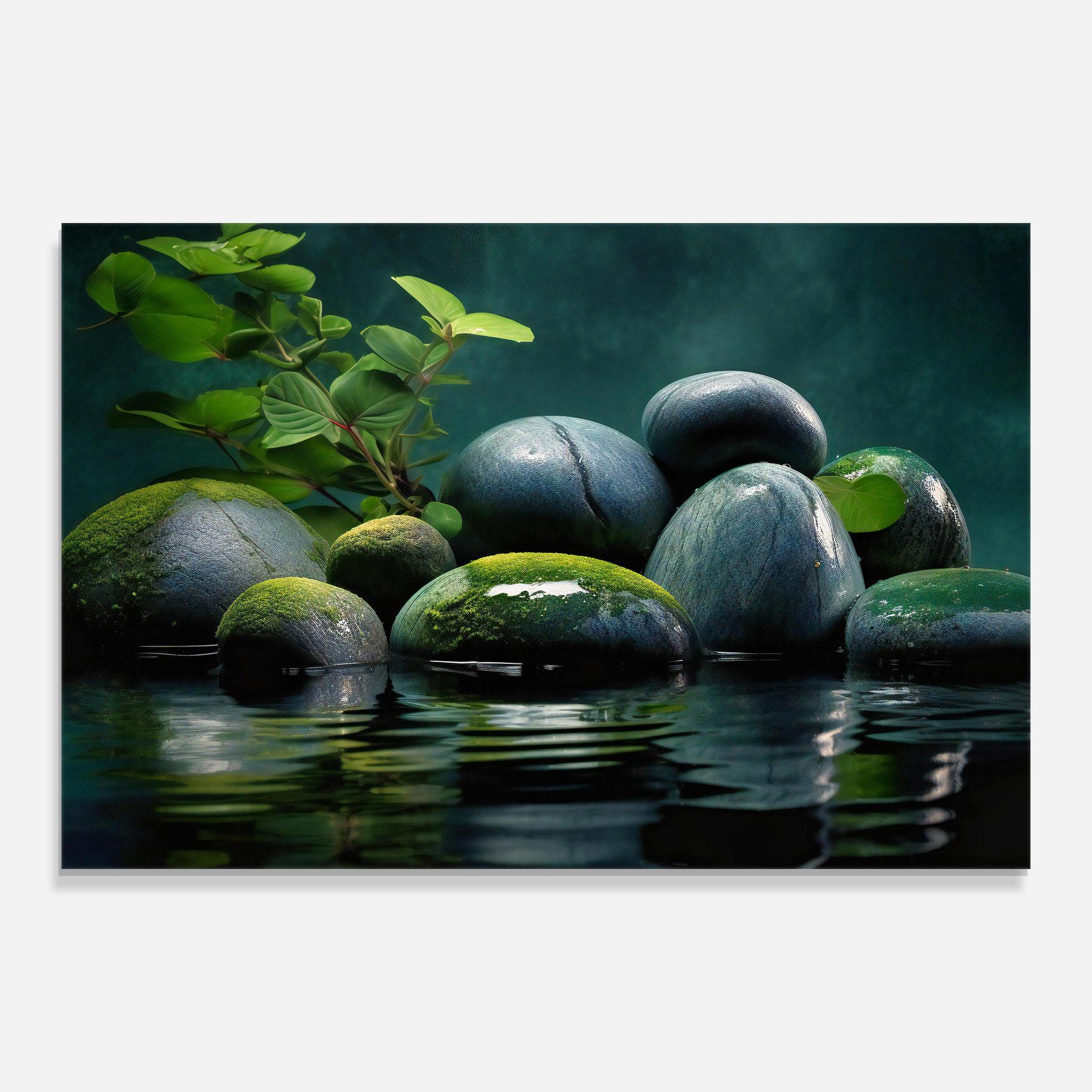 Tablou Sticla Green Stone Nature mockup 0