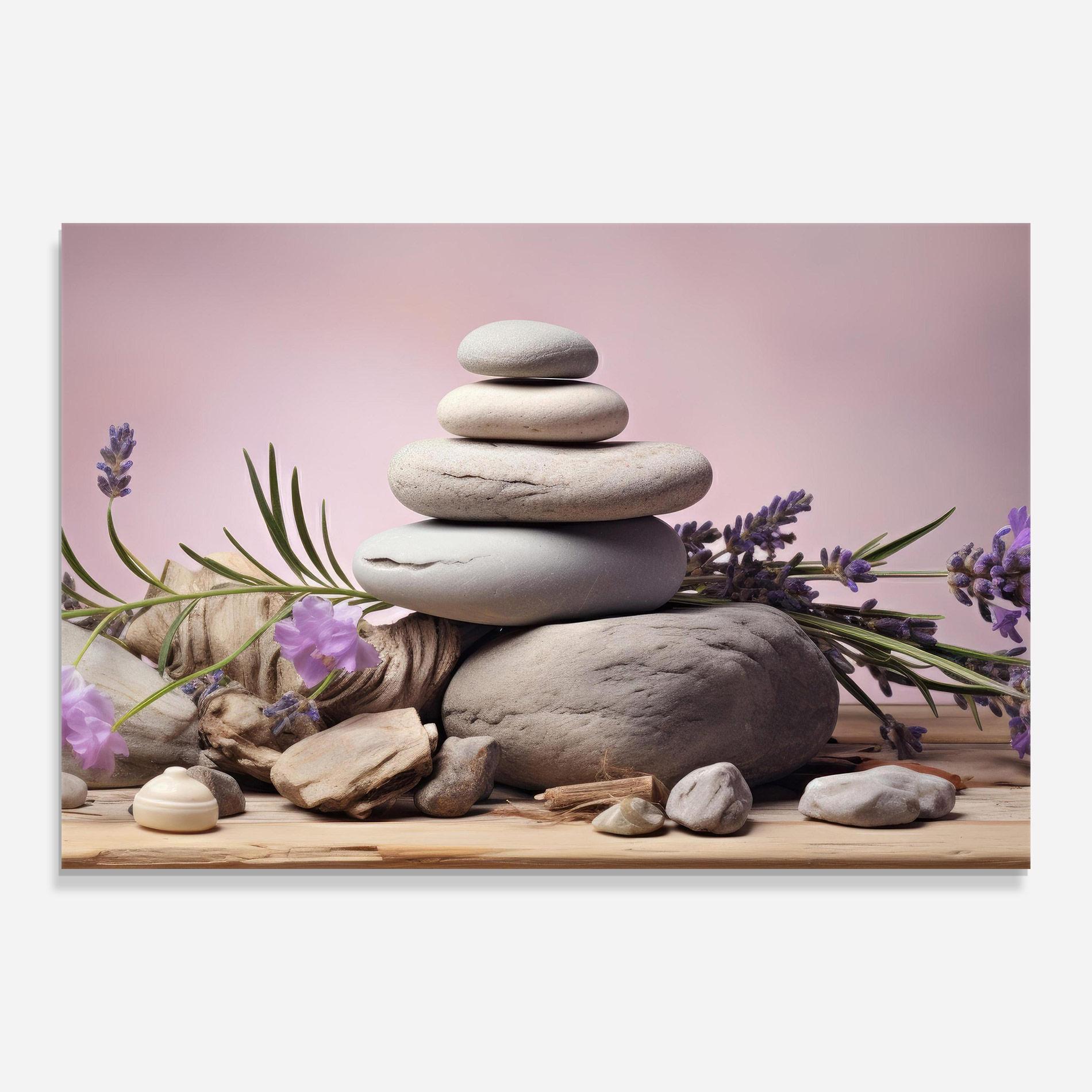 Tablou Sticla Purple Flower Stones mockup 0
