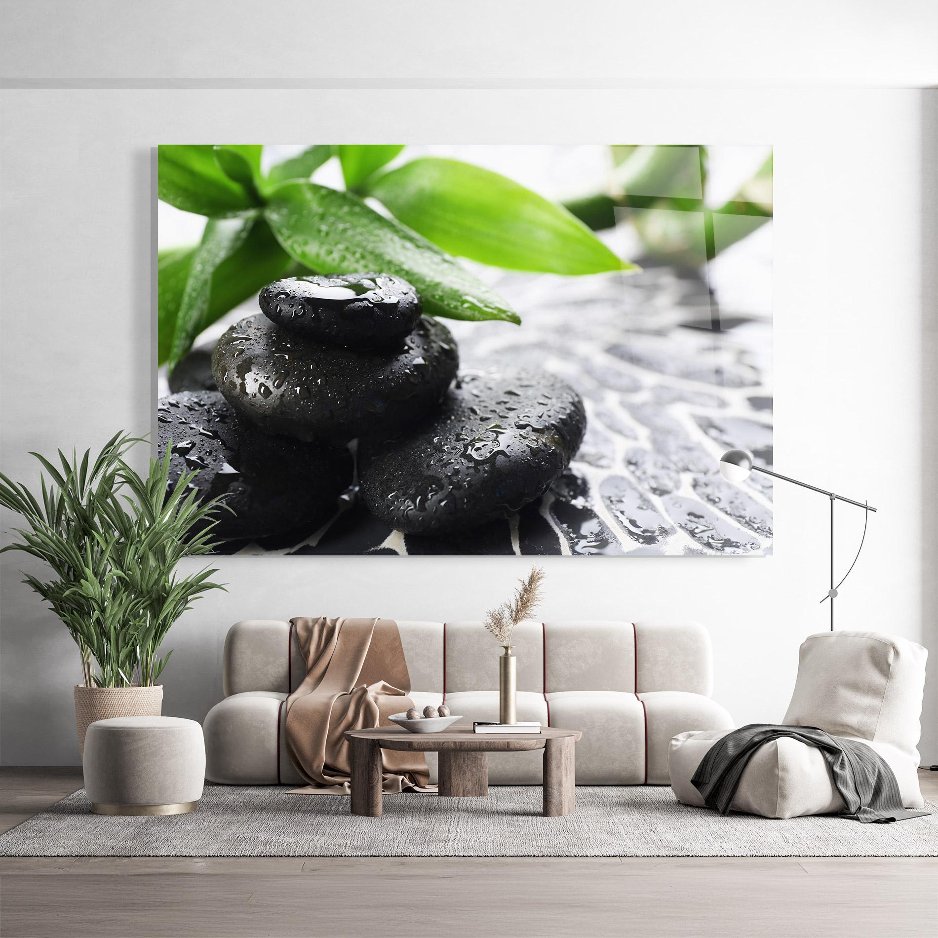 Tablou Sticla Bamboo Branch Stones mockup 9