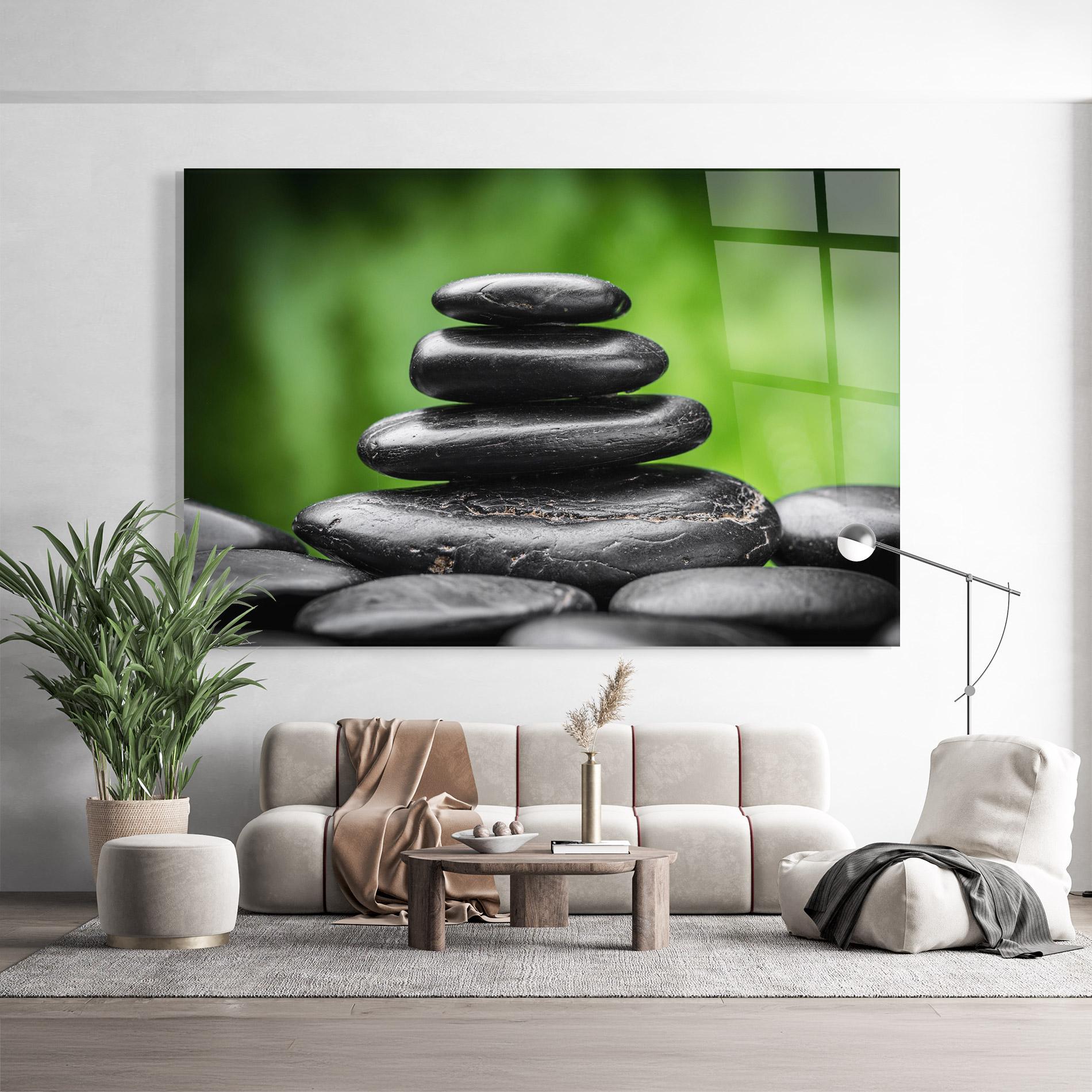 Tablou Sticla Black Stone Meditation mockup 9