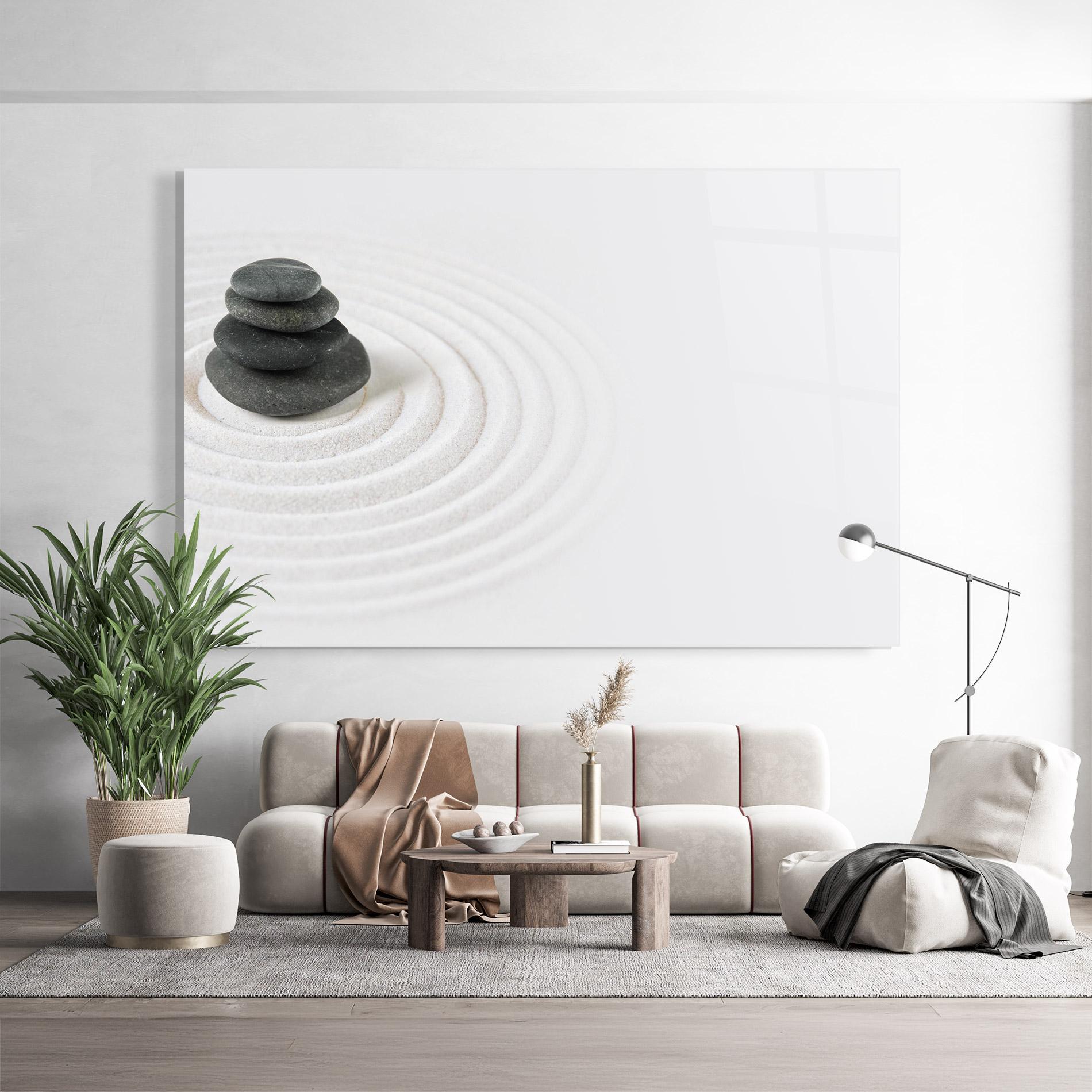 Tablou Sticla Black Stones Sand mockup 9