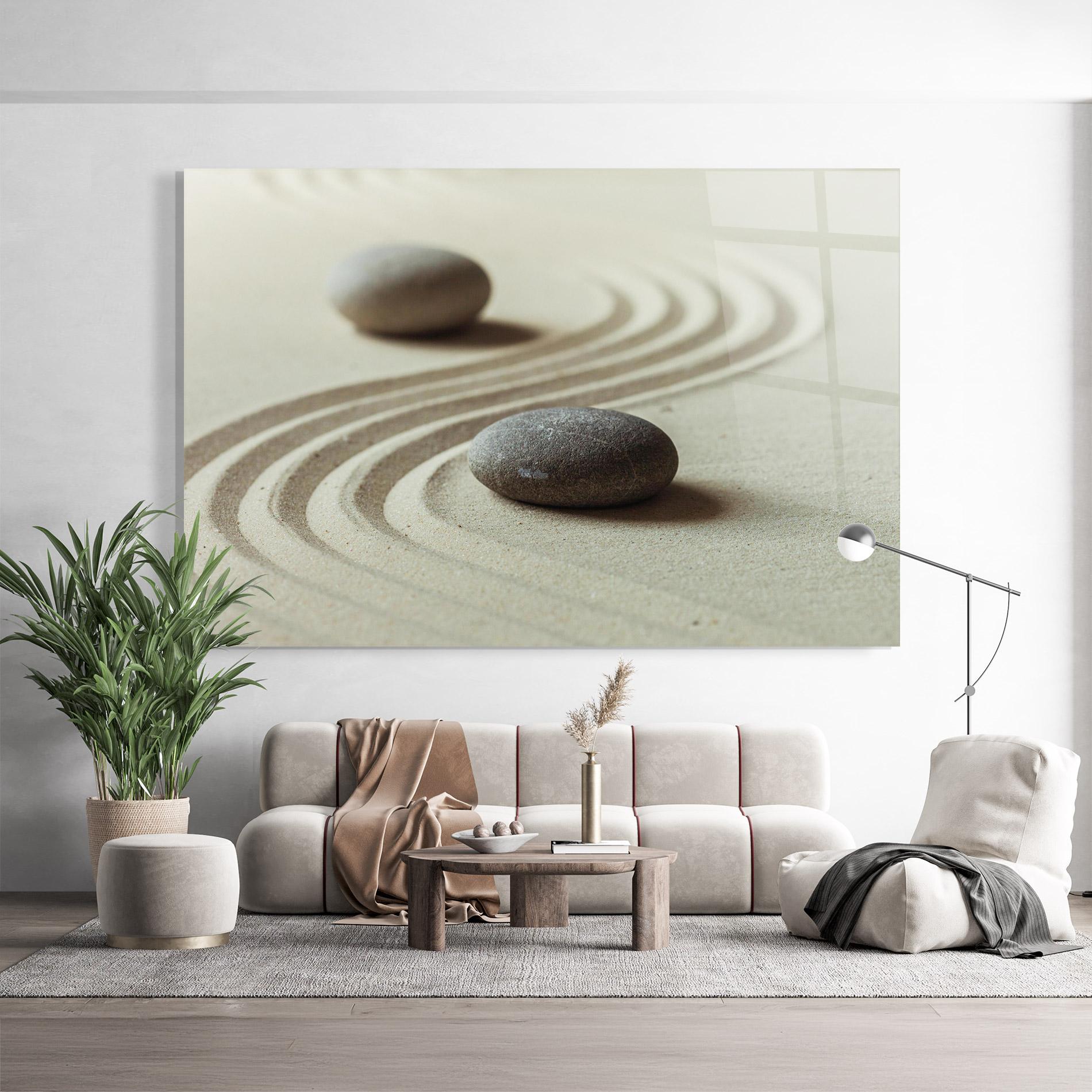 Tablou Sticla Cream Sand Stones mockup 9