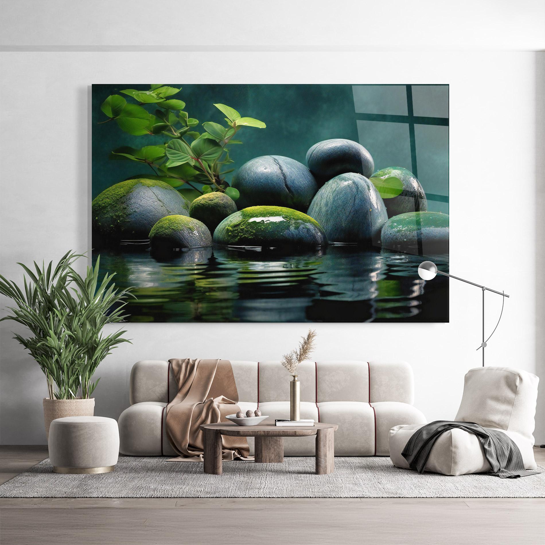 Tablou Sticla Green Stone Nature mockup 9