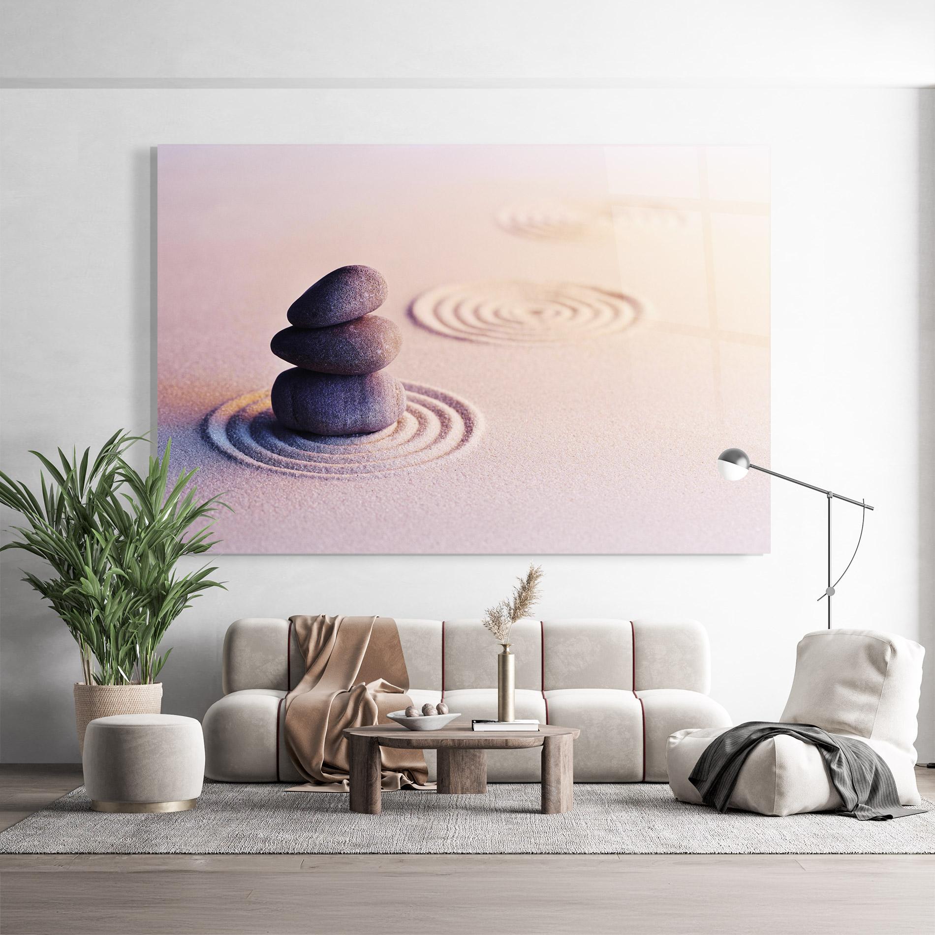 Tablou Sticla Meditation Stones Sand mockup 9