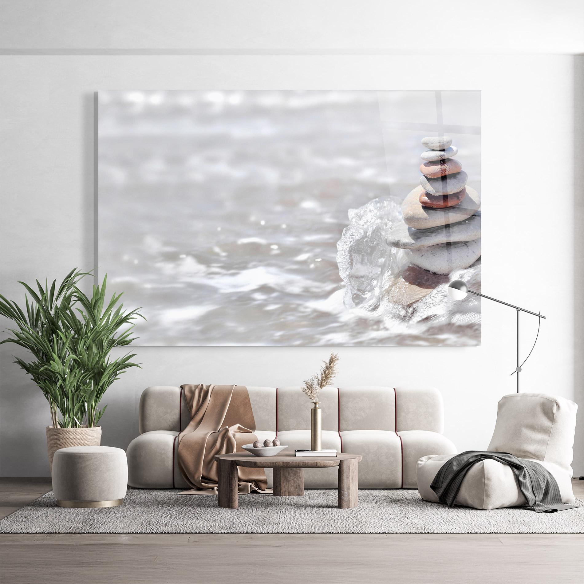 Tablou Sticla Pebbles Balance Sea mockup 9