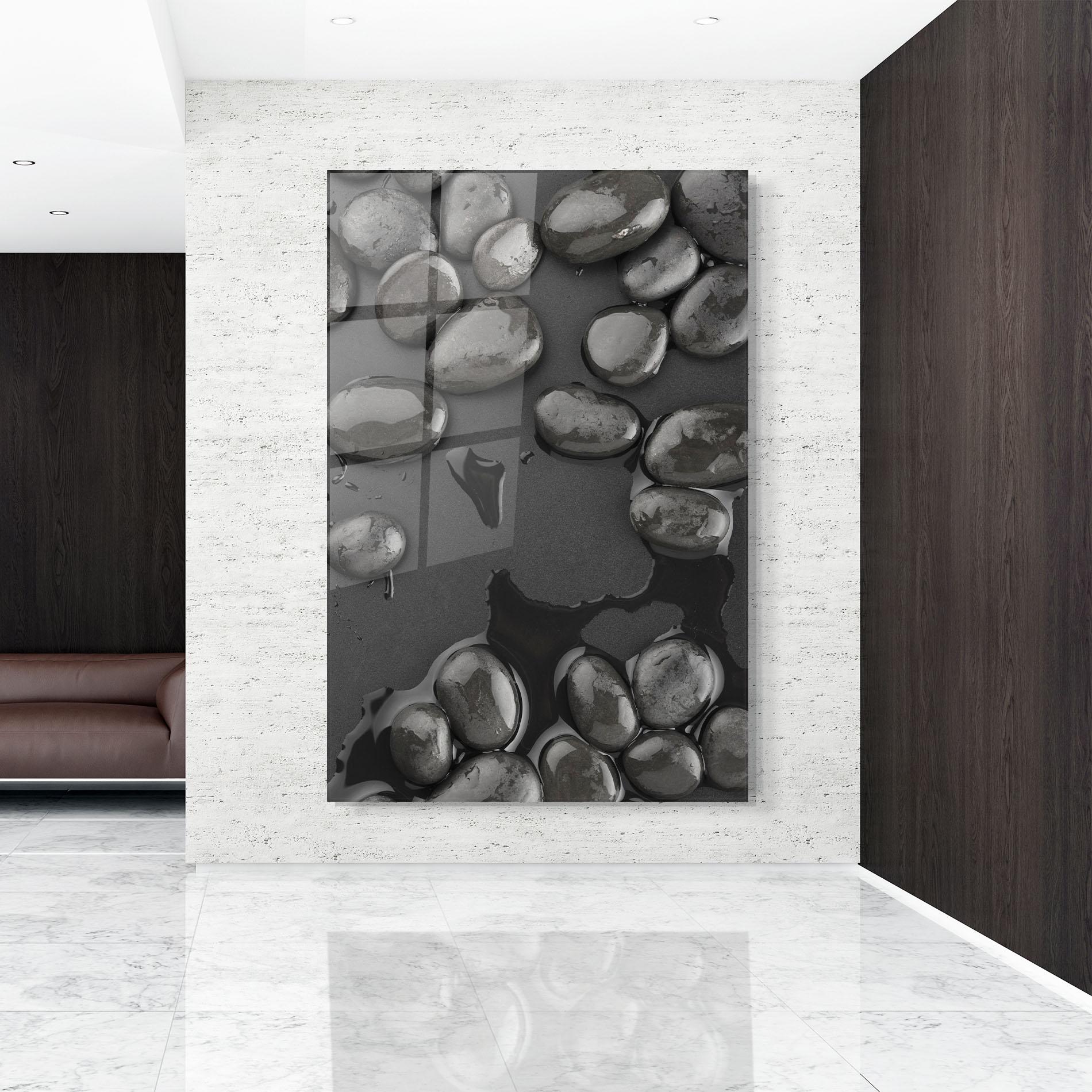 Tablou Sticla Grey Shiny Stones mockup 9
