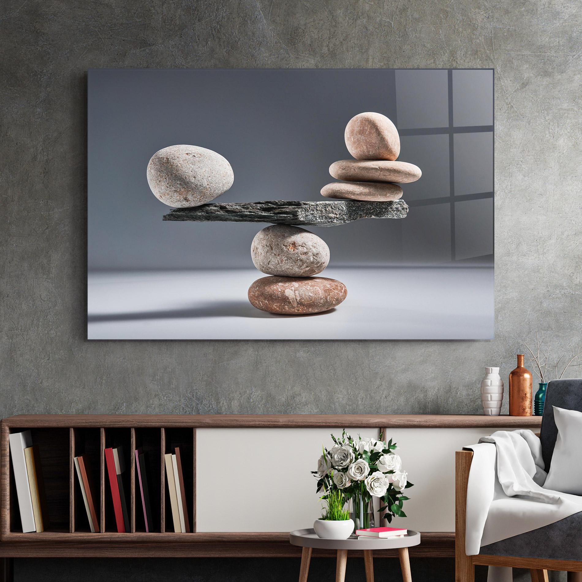 Tablou Sticla Balancing Pebbles mockup 2