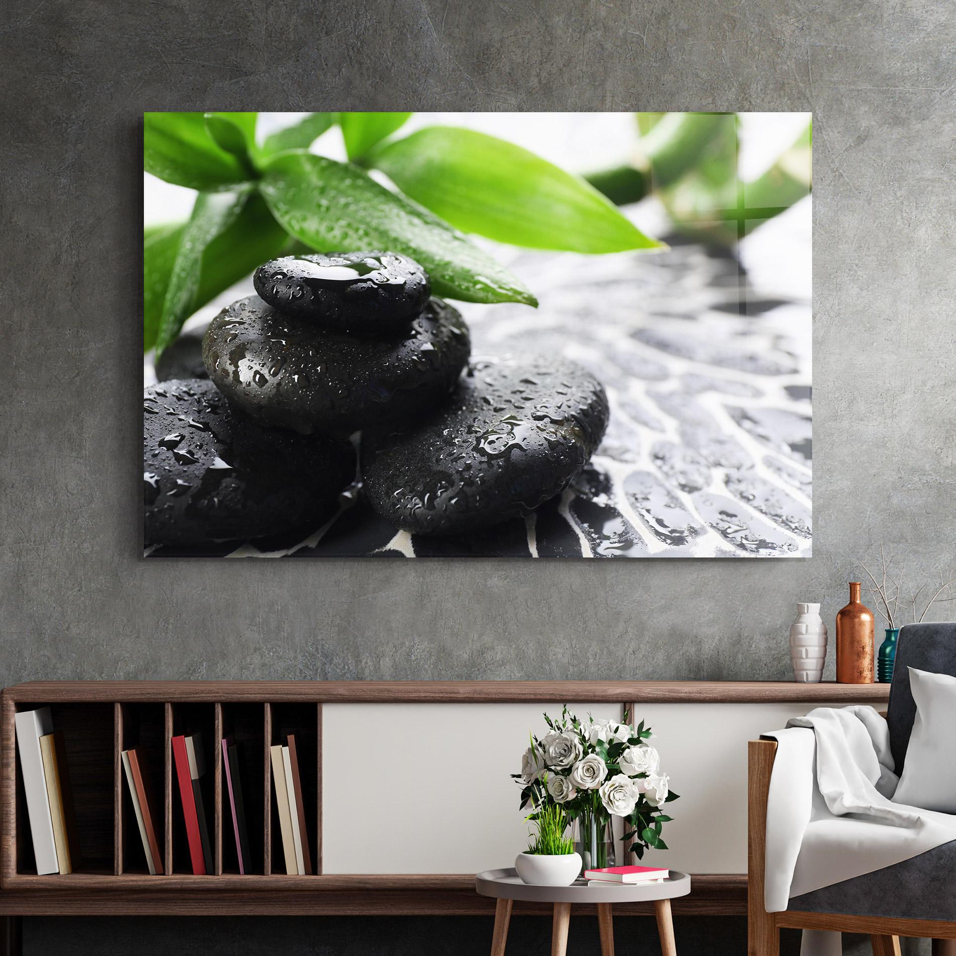 Tablou Sticla Bamboo Branch Stones mockup 2