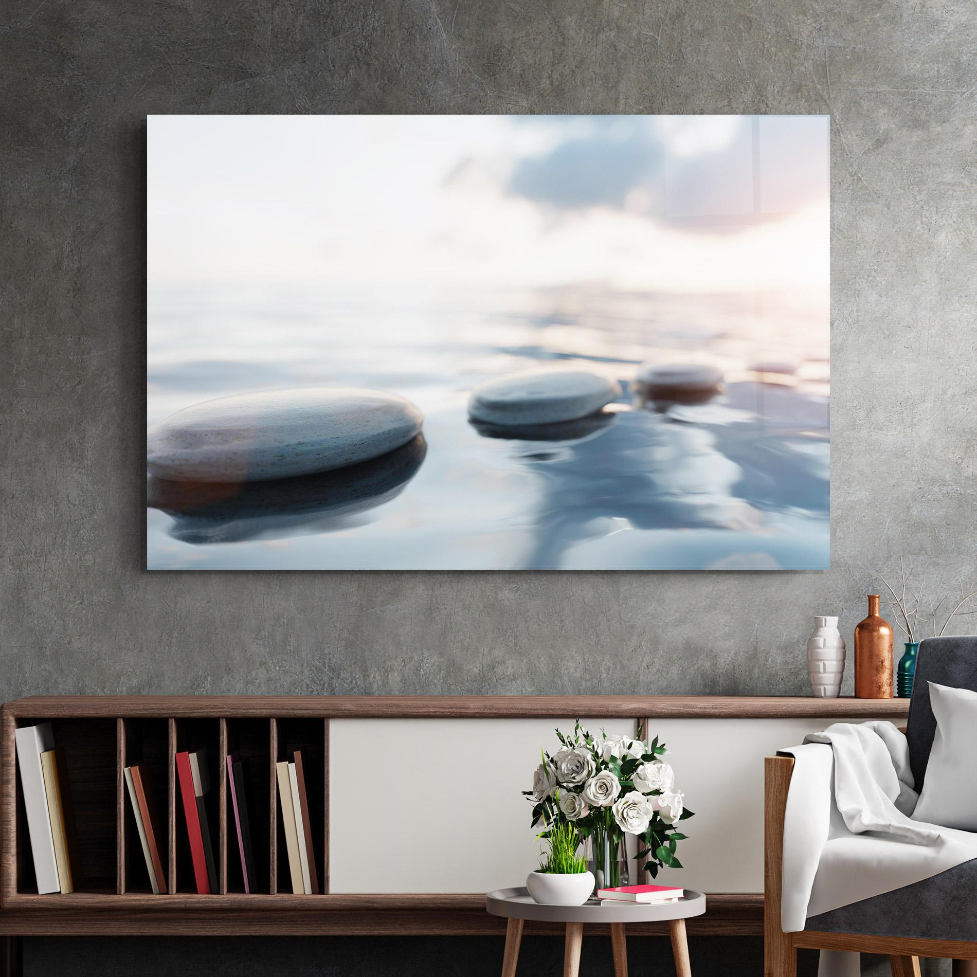 Tablou Sticla Calm Water Stone mockup 2