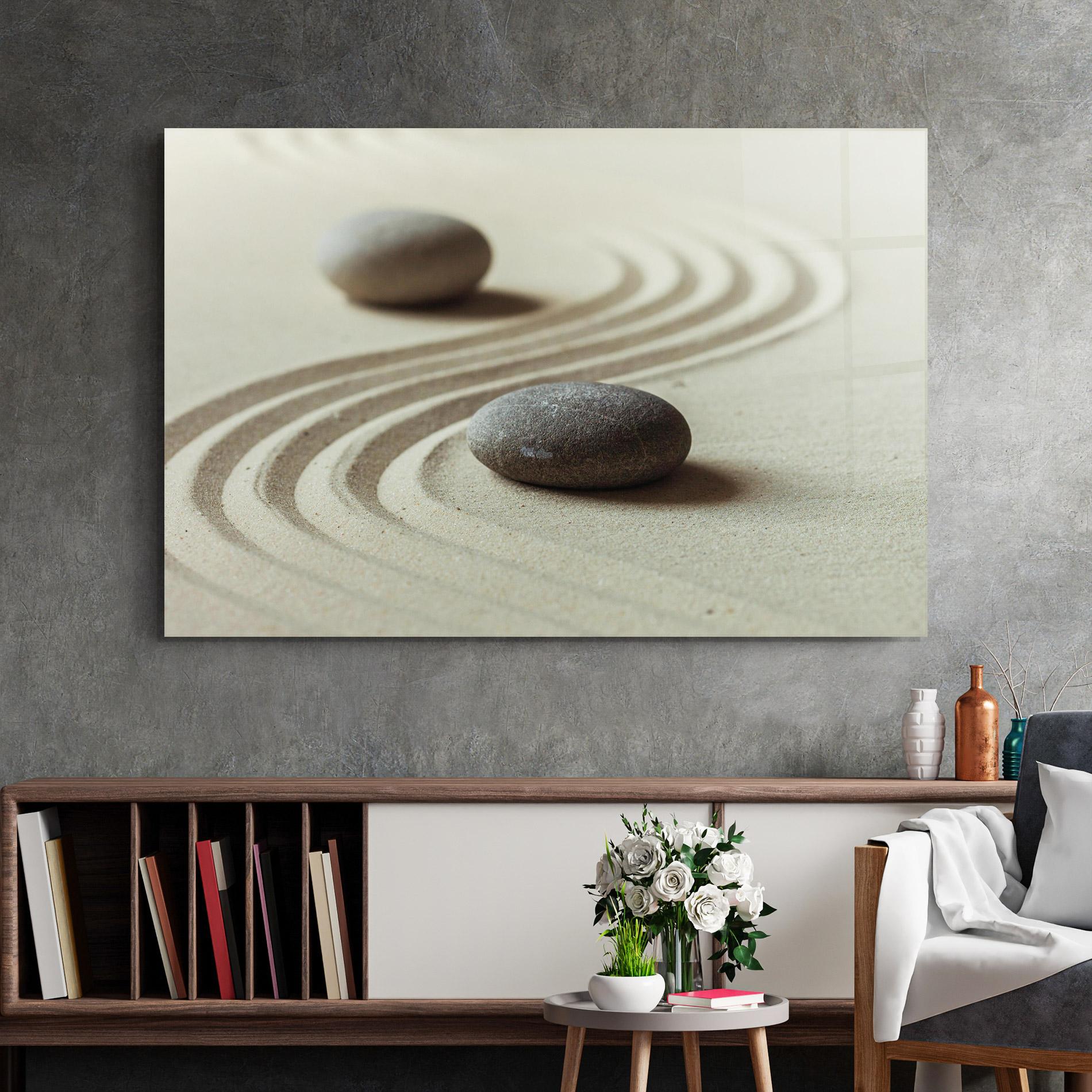 Tablou Sticla Cream Sand Stones mockup 2