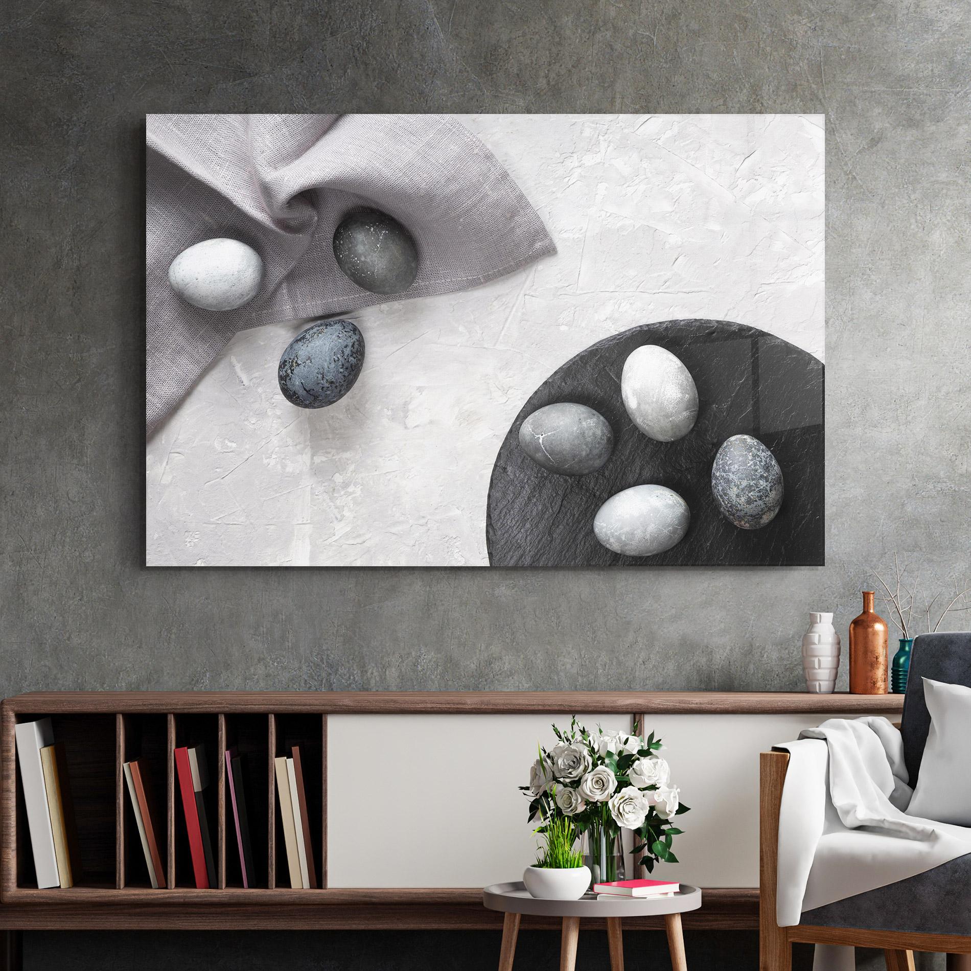 Tablou Sticla Eggs Stone mockup 2