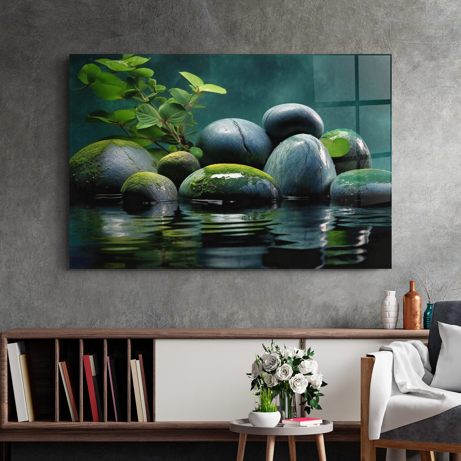 Tablou Sticla Green Stone Nature mockup 2