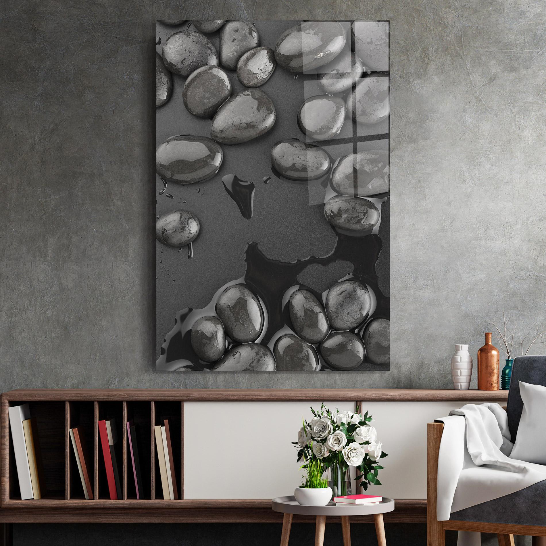 Tablou Sticla Grey Shiny Stones mockup 2