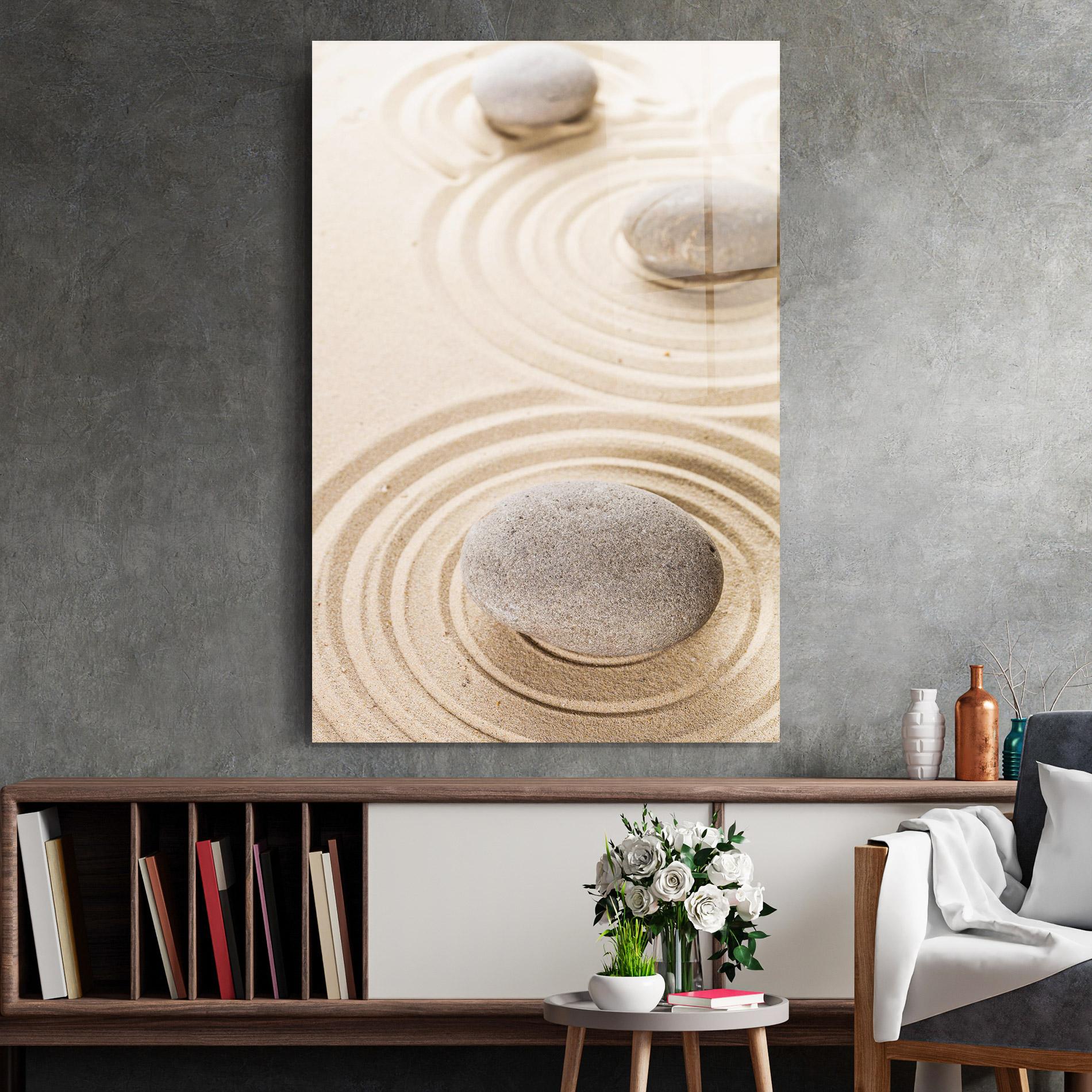 Tablou Sticla Meditation Cream Stone mockup 2