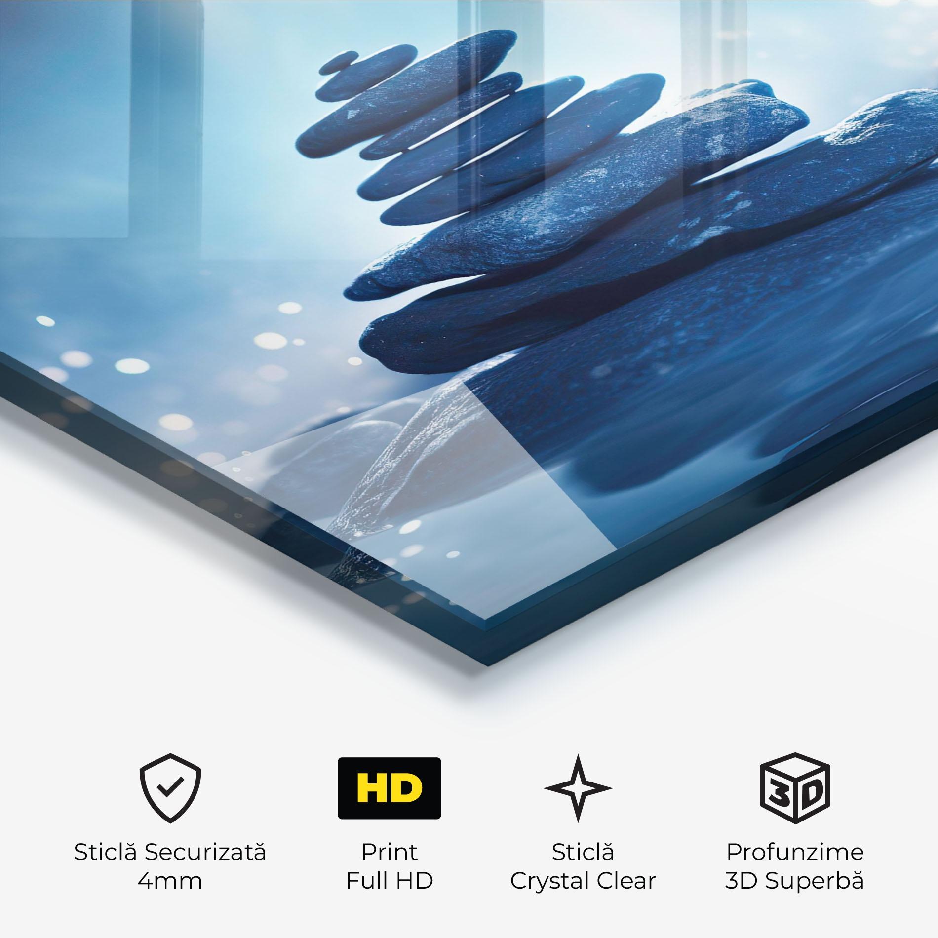 Tablou Sticla Blue Light Stone mockup 3