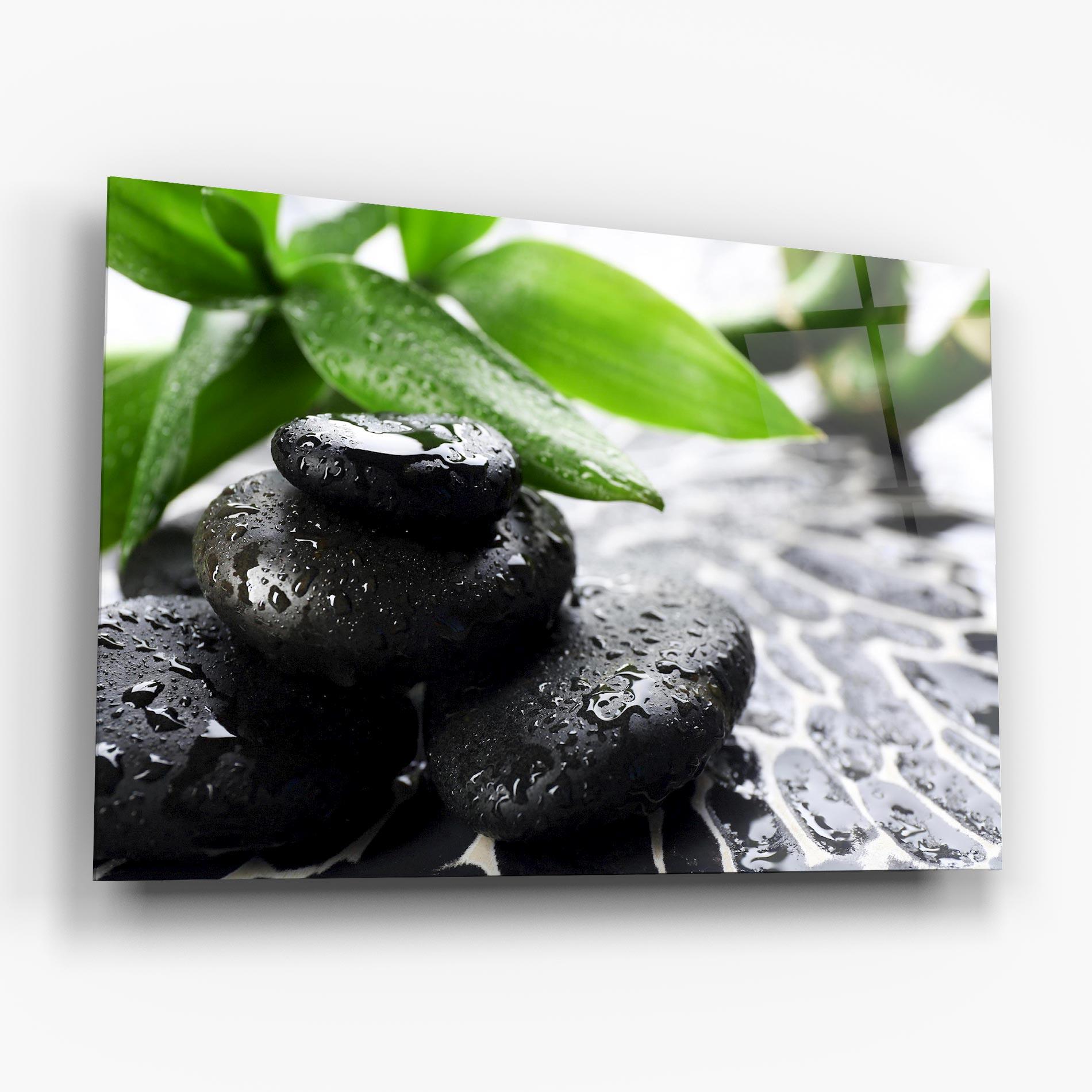 Tablou Sticla Bamboo Branch Stones mockup 6