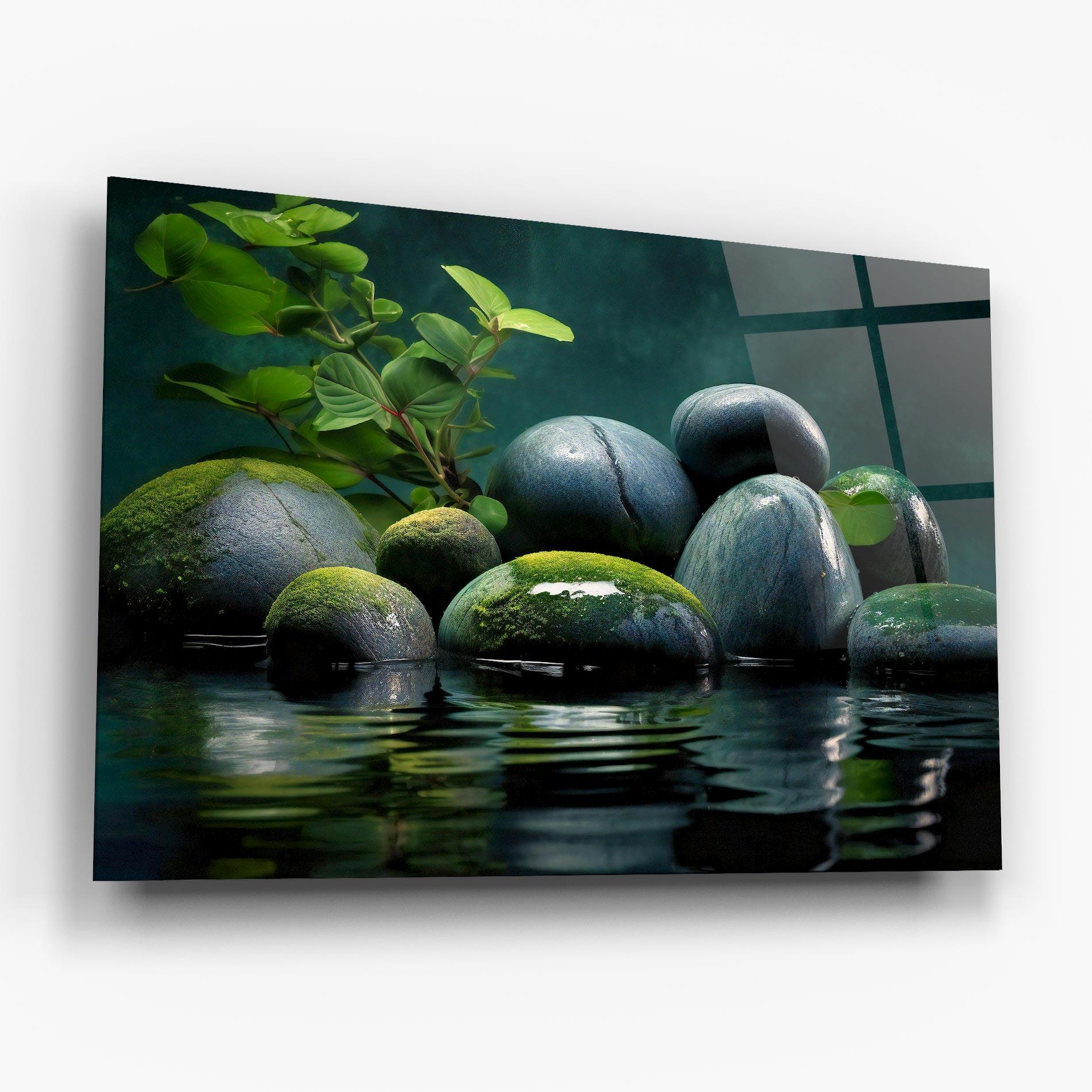 Tablou Sticla Green Stone Nature mockup 6