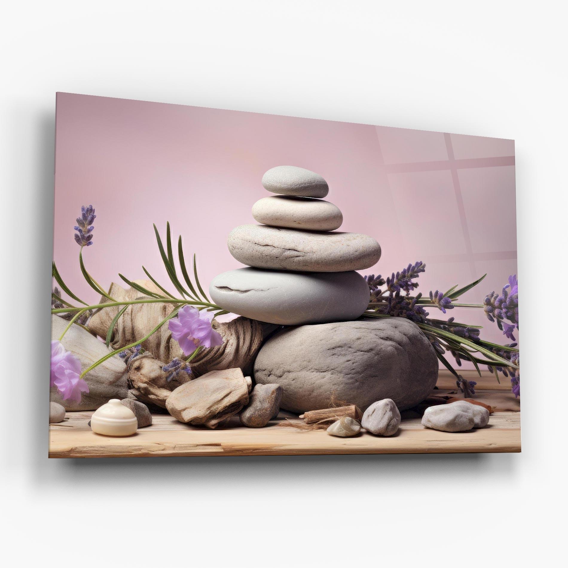 Tablou Sticla Purple Flower Stones mockup 6