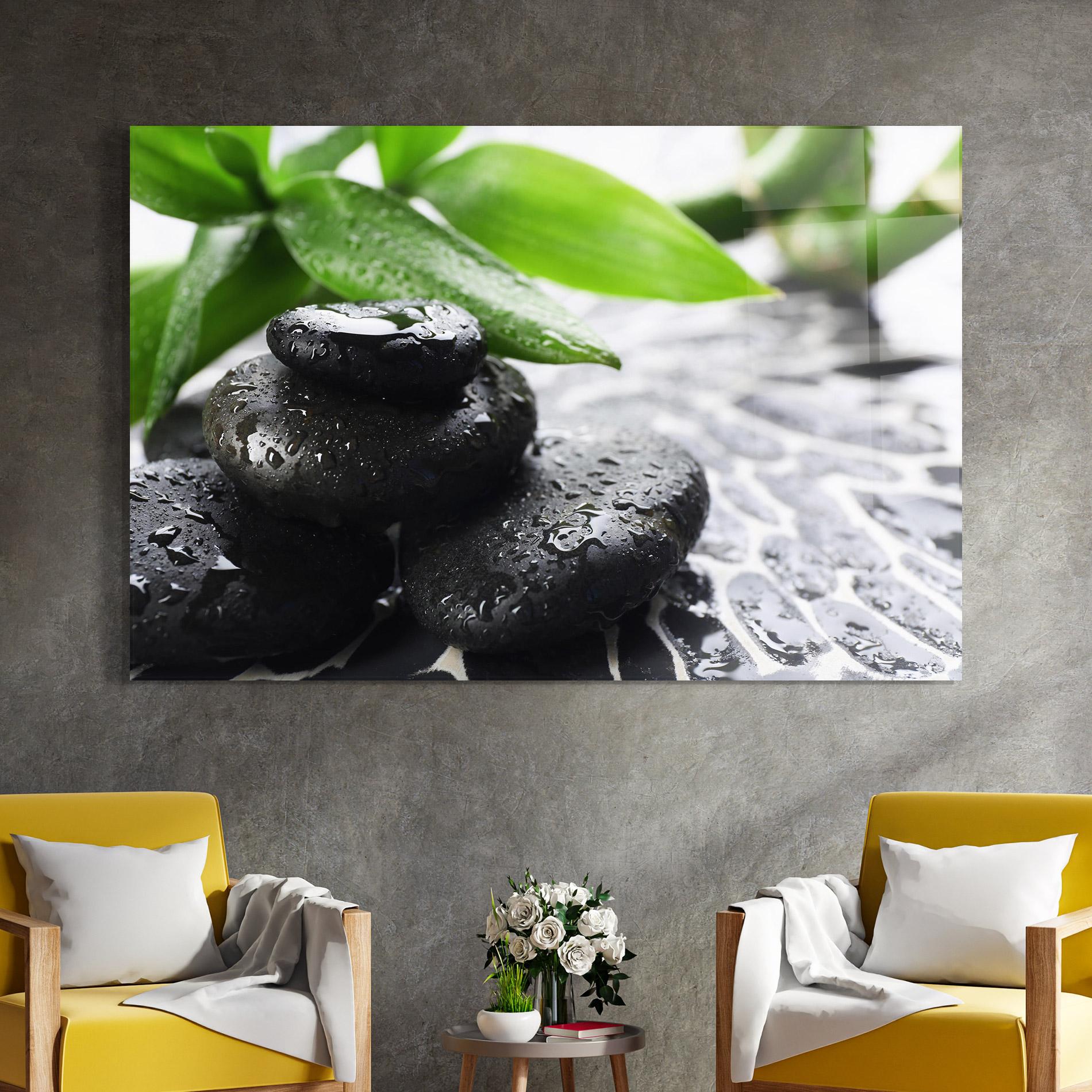 Tablou Sticla Bamboo Branch Stones mockup 4
