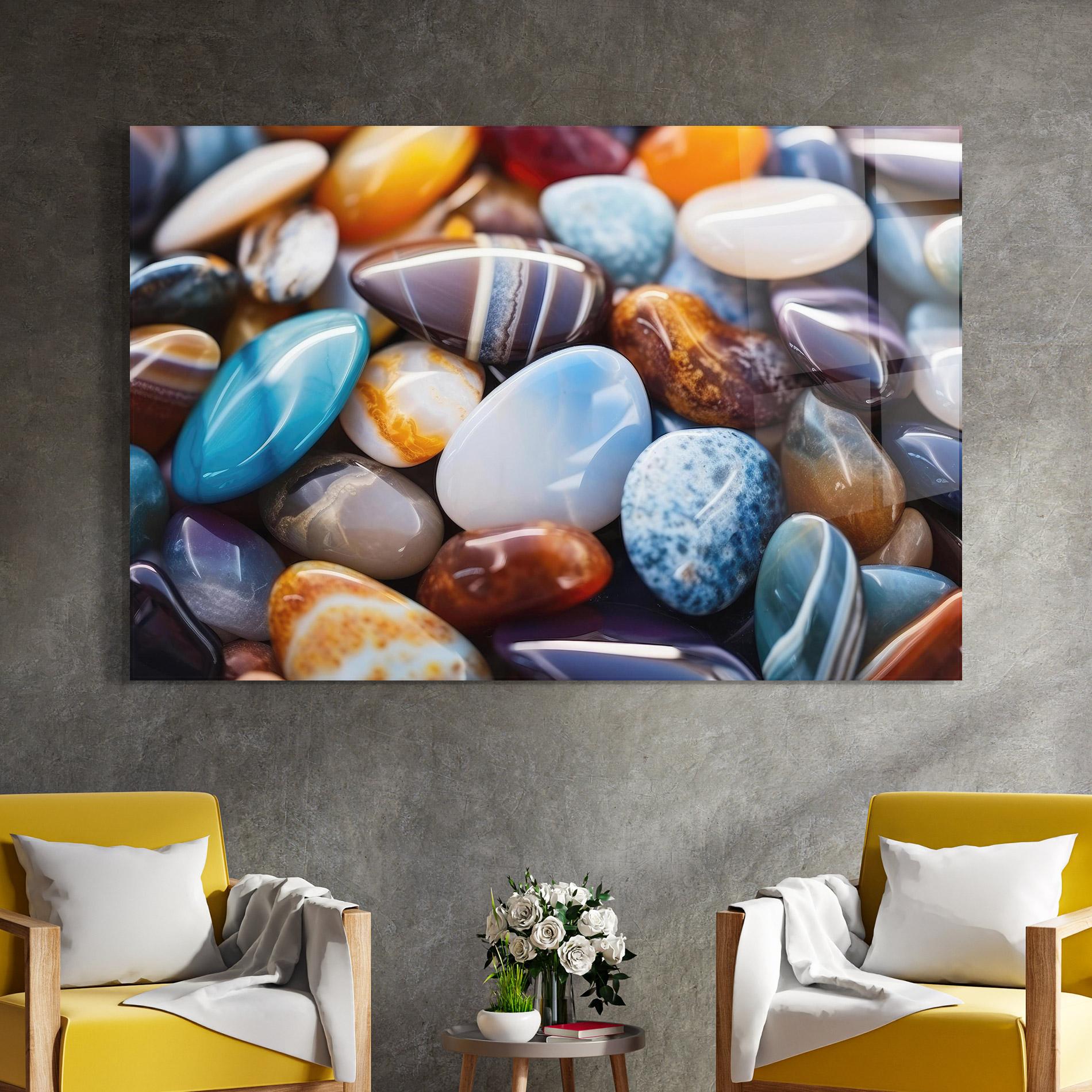 Tablou Sticla Beach Gemstones mockup 4