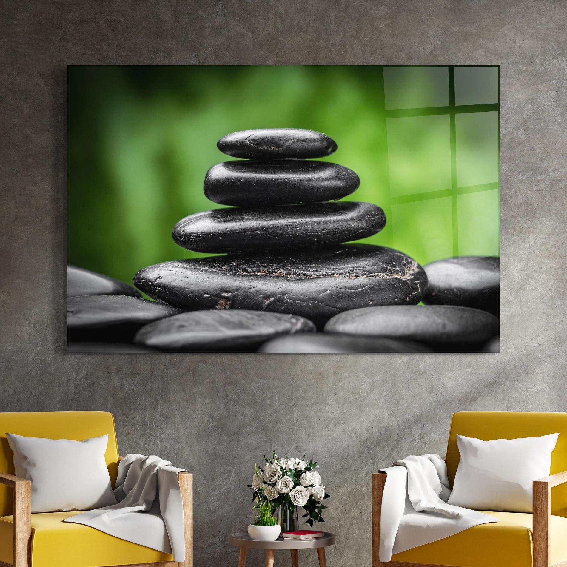 Tablou Sticla Black Stone Meditation mockup 4