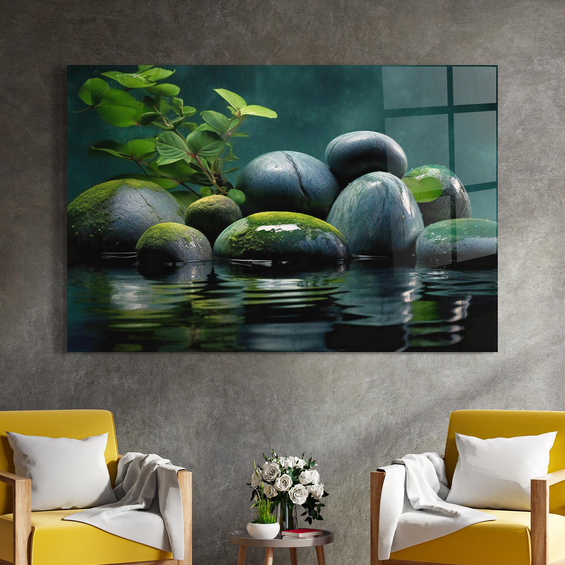 Tablou Sticla Green Stone Nature mockup 4