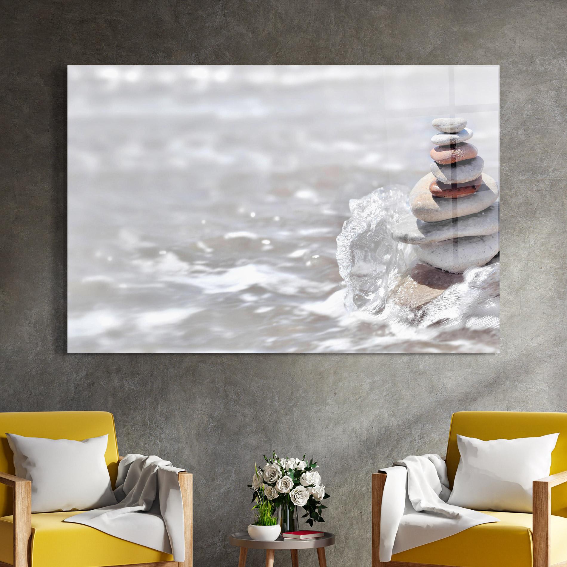 Tablou Sticla Pebbles Balance Sea mockup 4