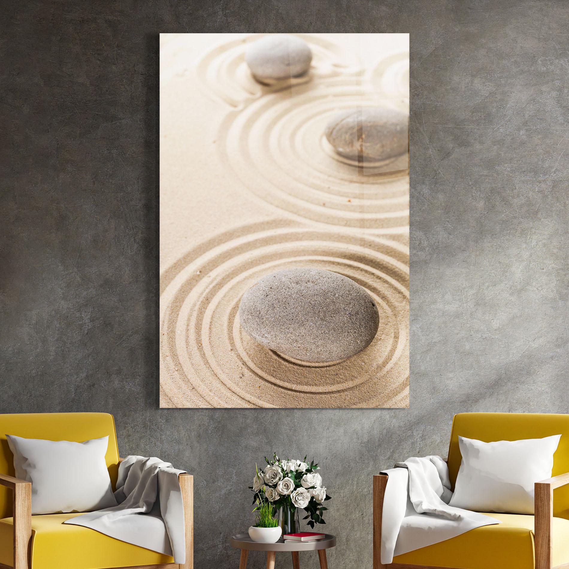 Tablou Sticla Meditation Cream Stone mockup 4