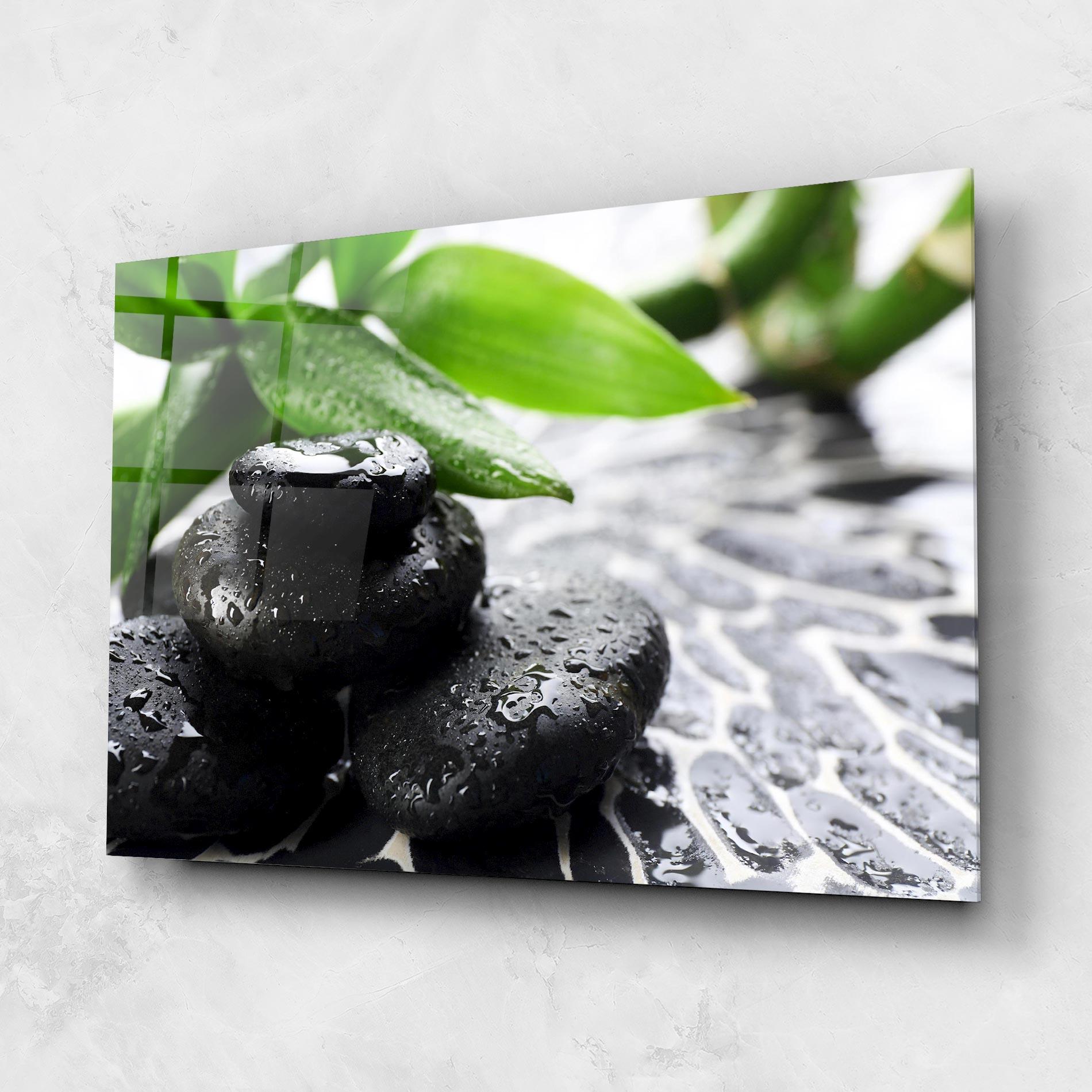 Tablou Sticla Bamboo Branch Stones mockup 1