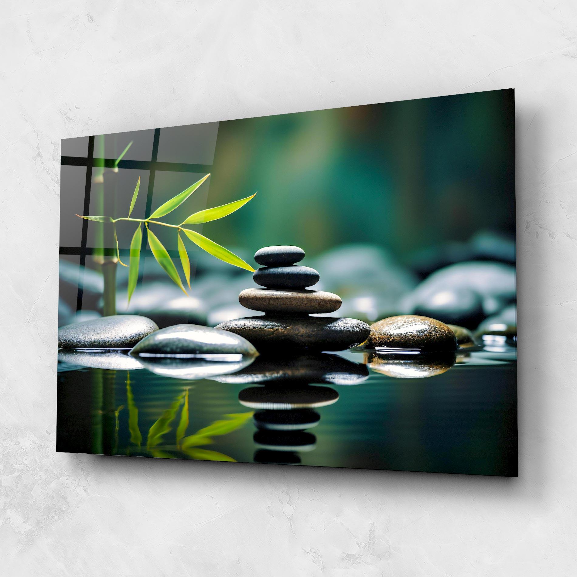 Tablou Sticla Bamboo Stones mockup 1
