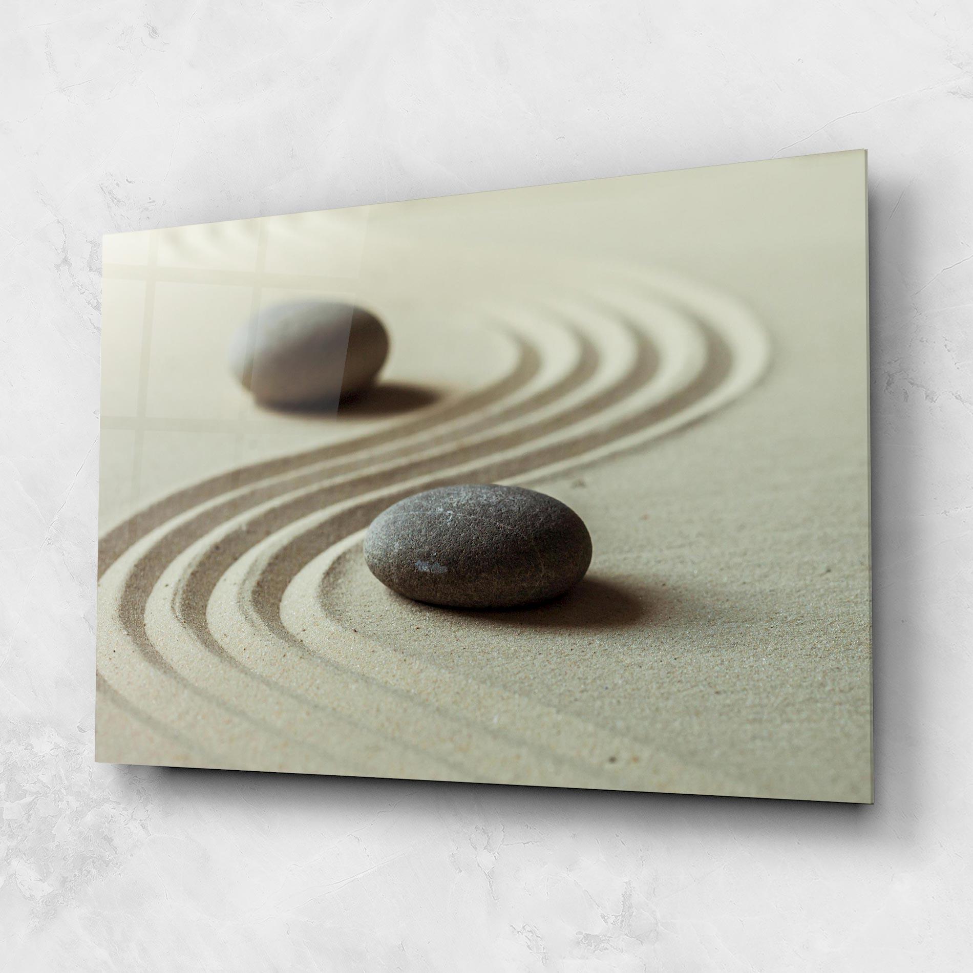 Tablou Sticla Cream Sand Stones mockup 1