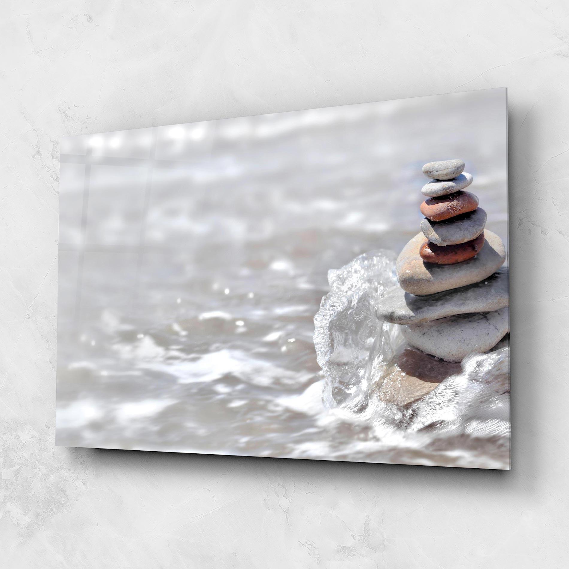 Tablou Sticla Pebbles Balance Sea mockup 1