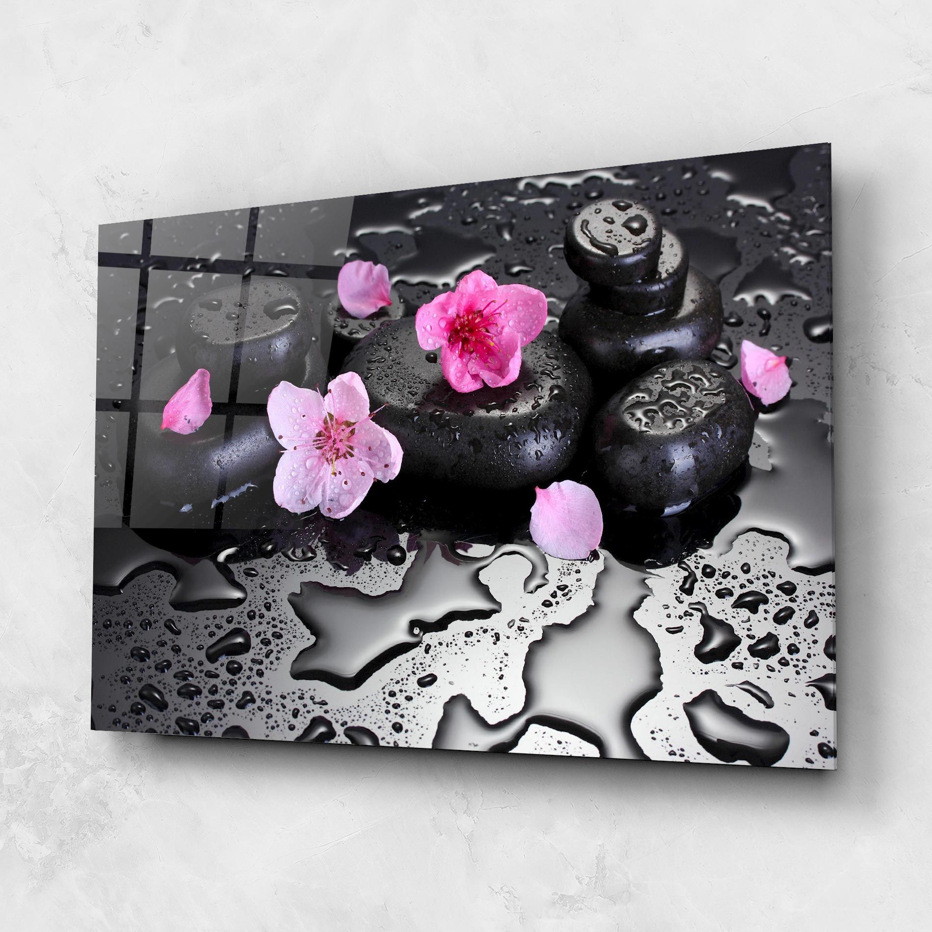 Pink Flowers Stones mockup 1