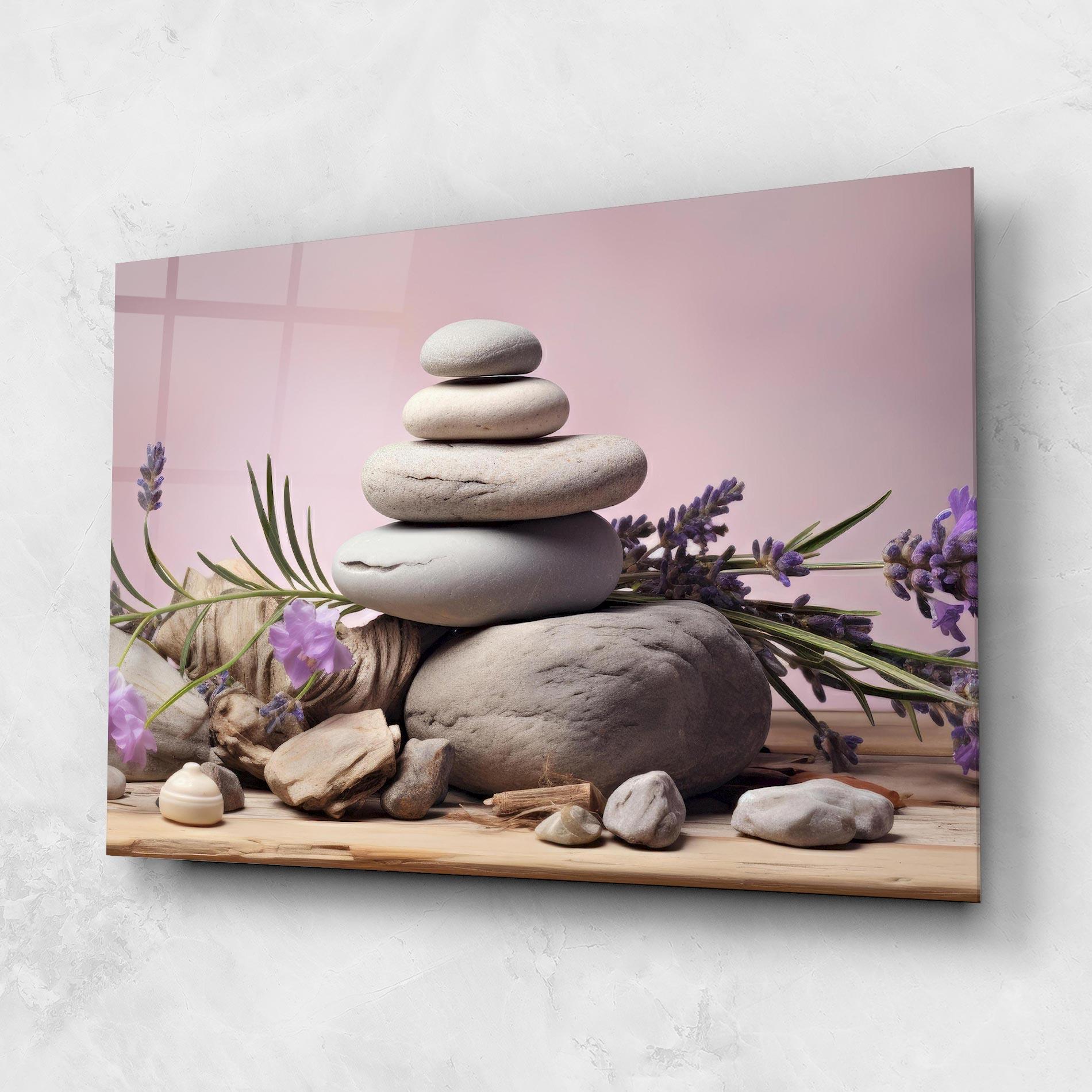 Tablou Sticla Purple Flower Stones mockup 1