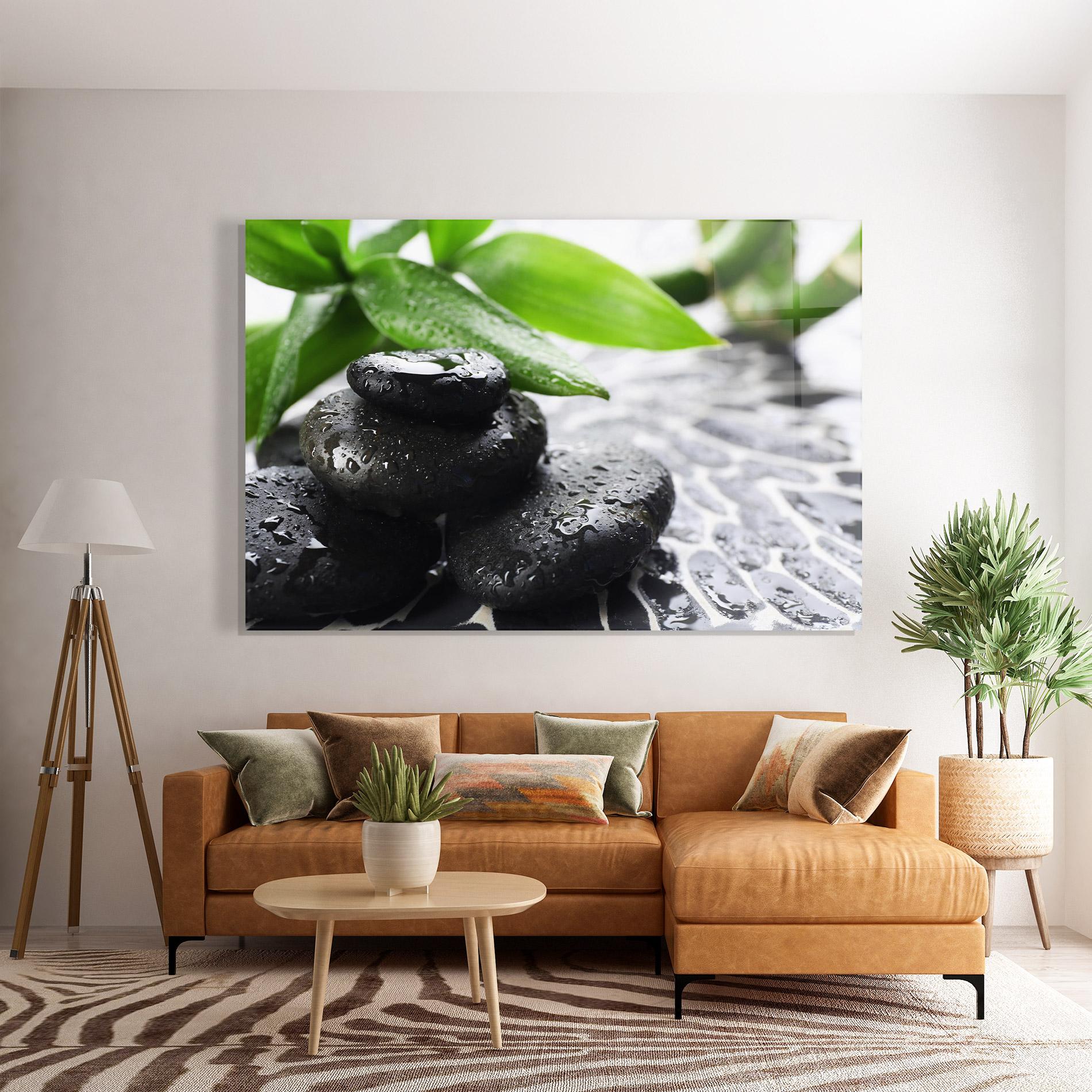 Tablou Sticla Bamboo Branch Stones mockup 7