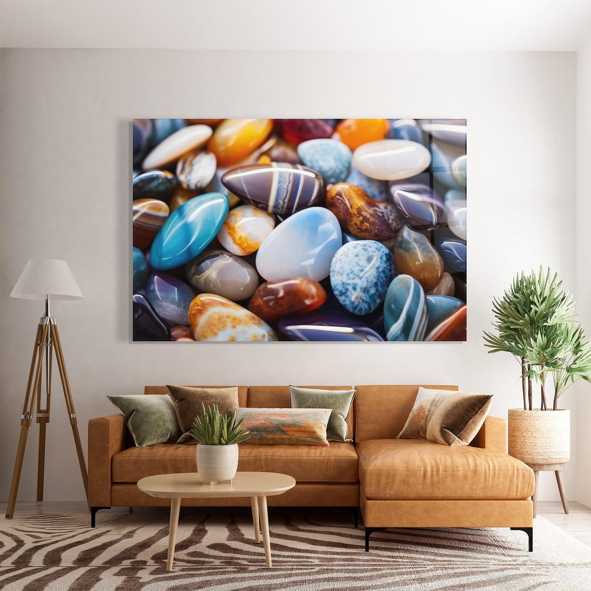 Tablou Sticla Beach Gemstones mockup 7