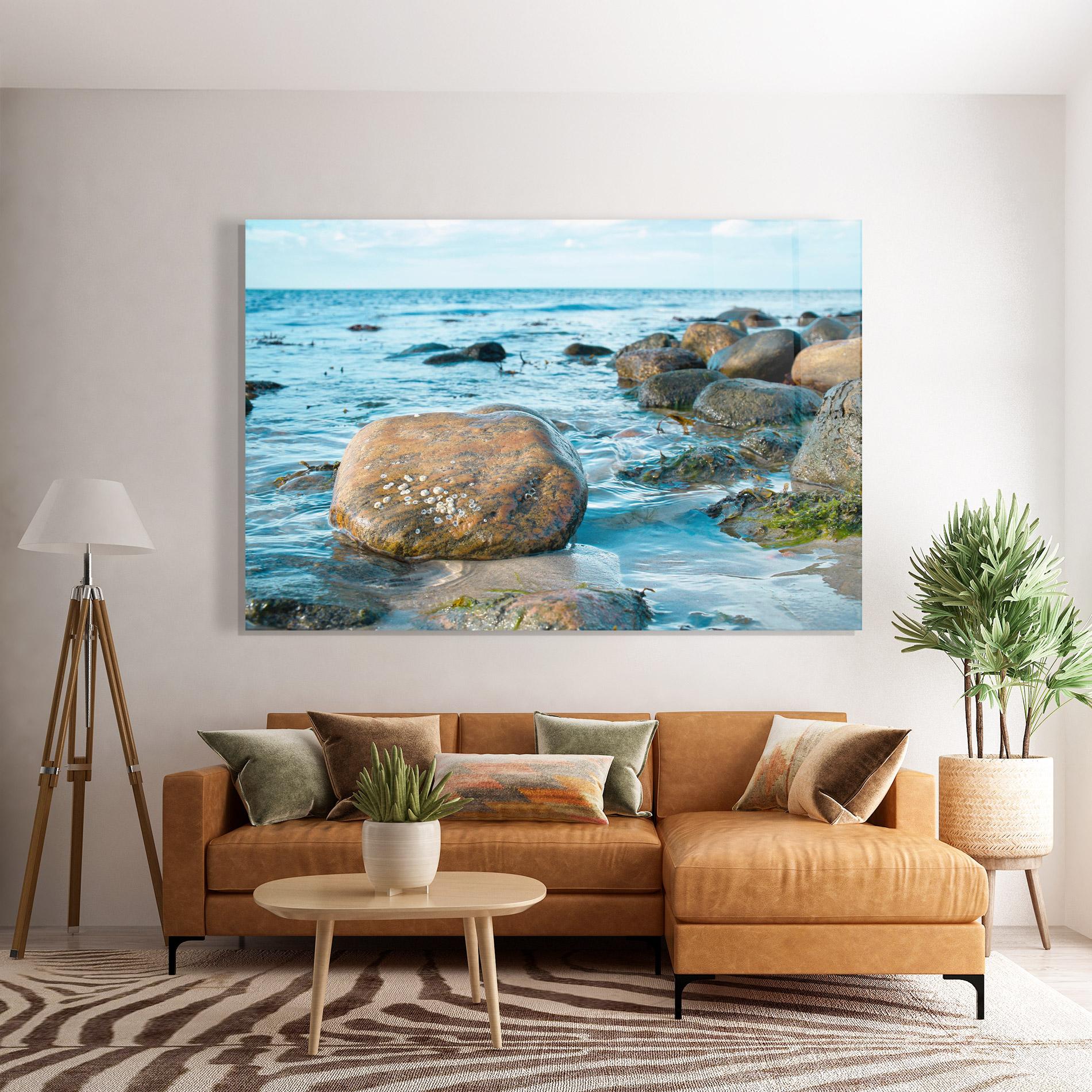 Tablou Sticla Beach Stones mockup 7