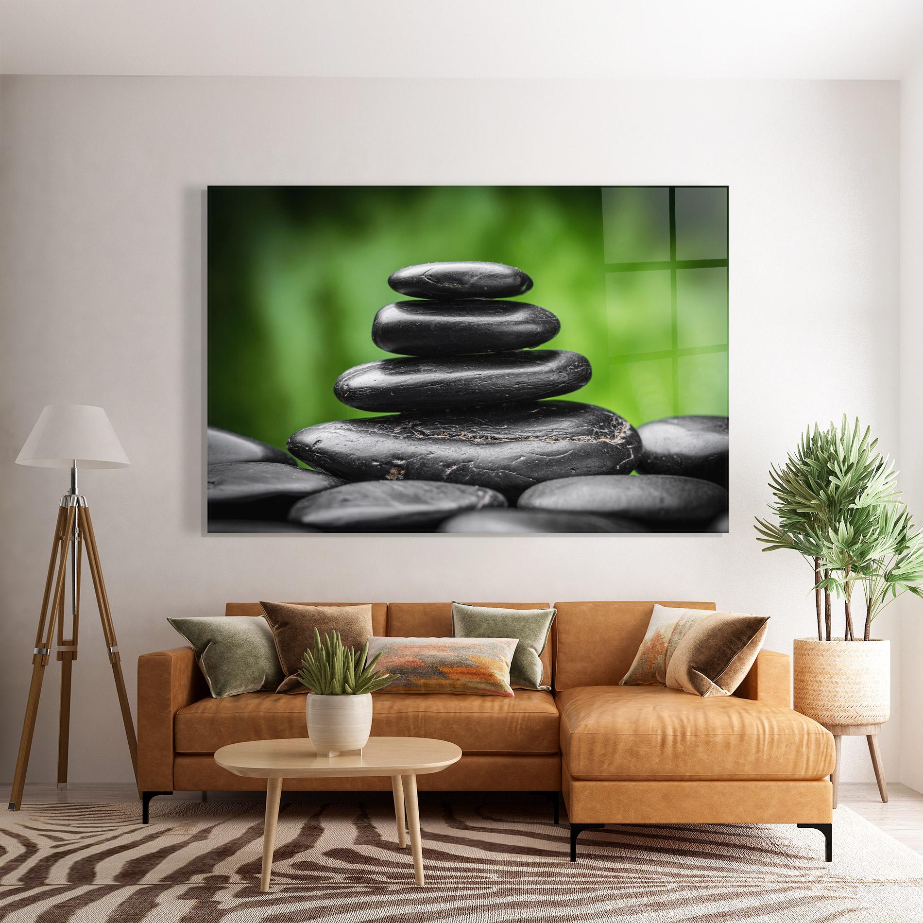 Tablou Sticla Black Stone Meditation mockup 7